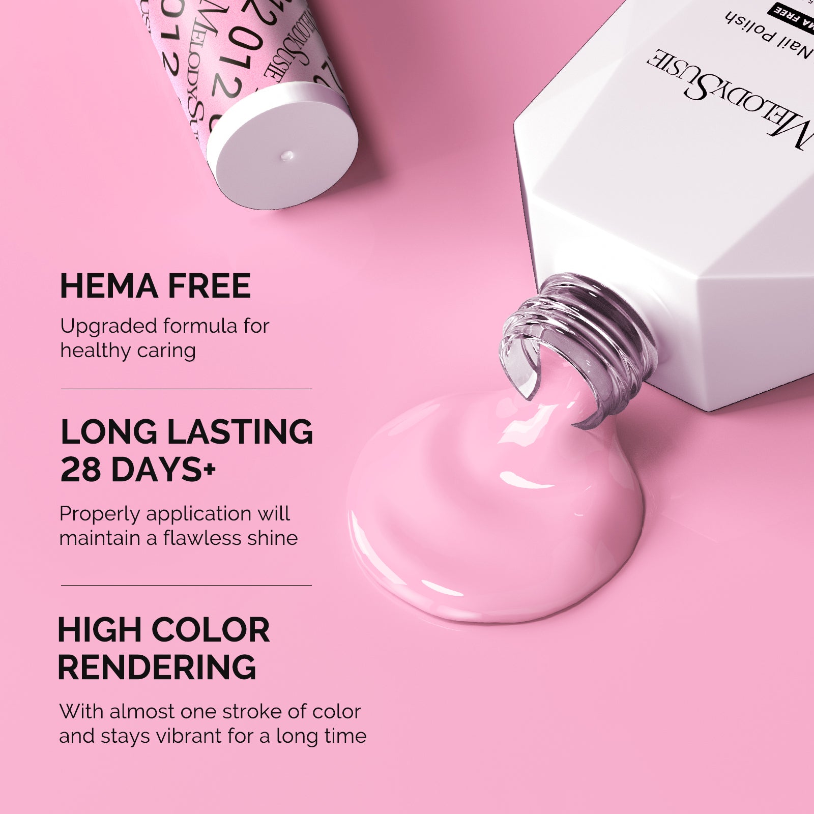 012 Pretty Pink - HEMA-Free Gel Nail Polish 0.5 fl oz/15ml - 图片3