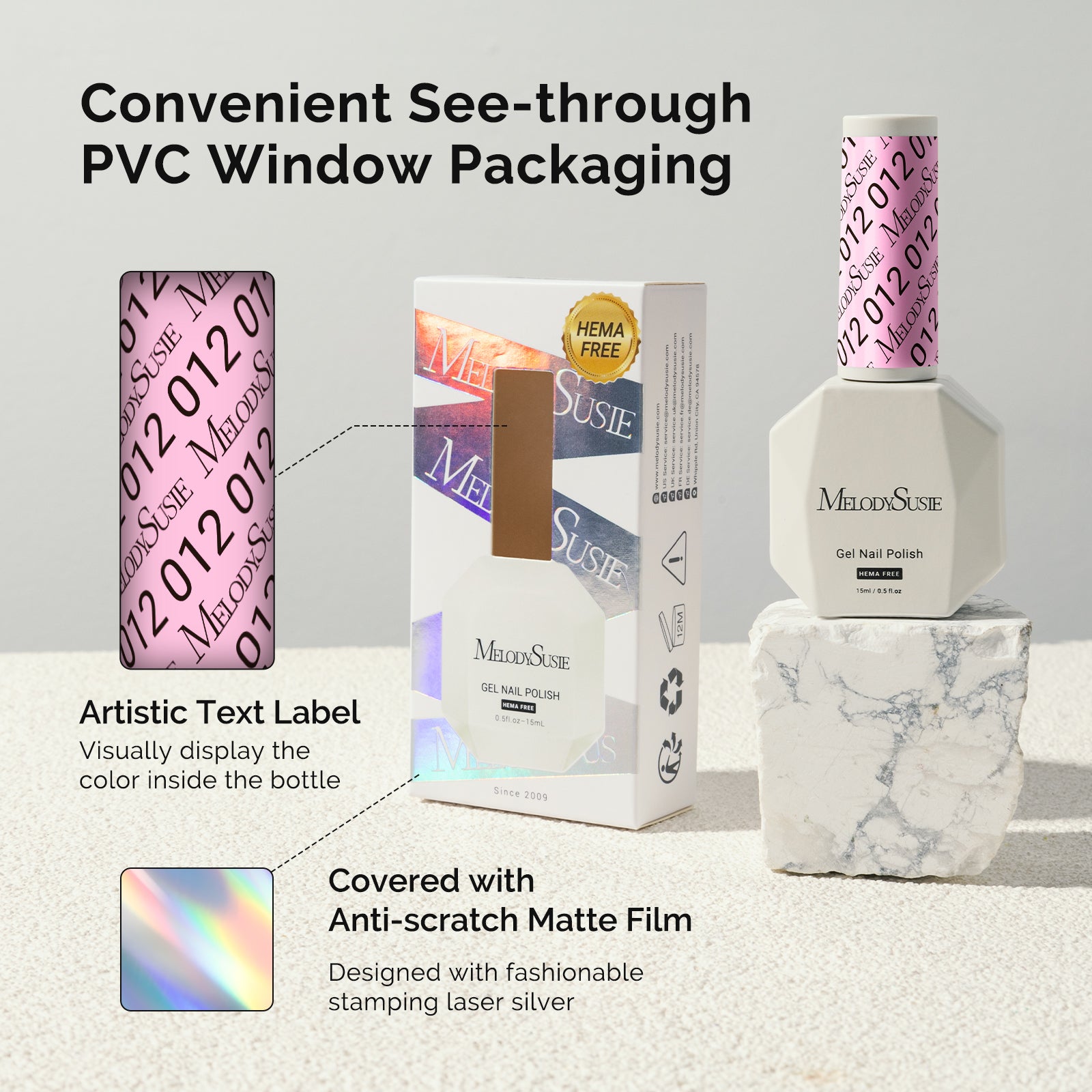 012 Pretty Pink - HEMA-Free Gel Nail Polish 0.5 fl oz/15ml - 图片6