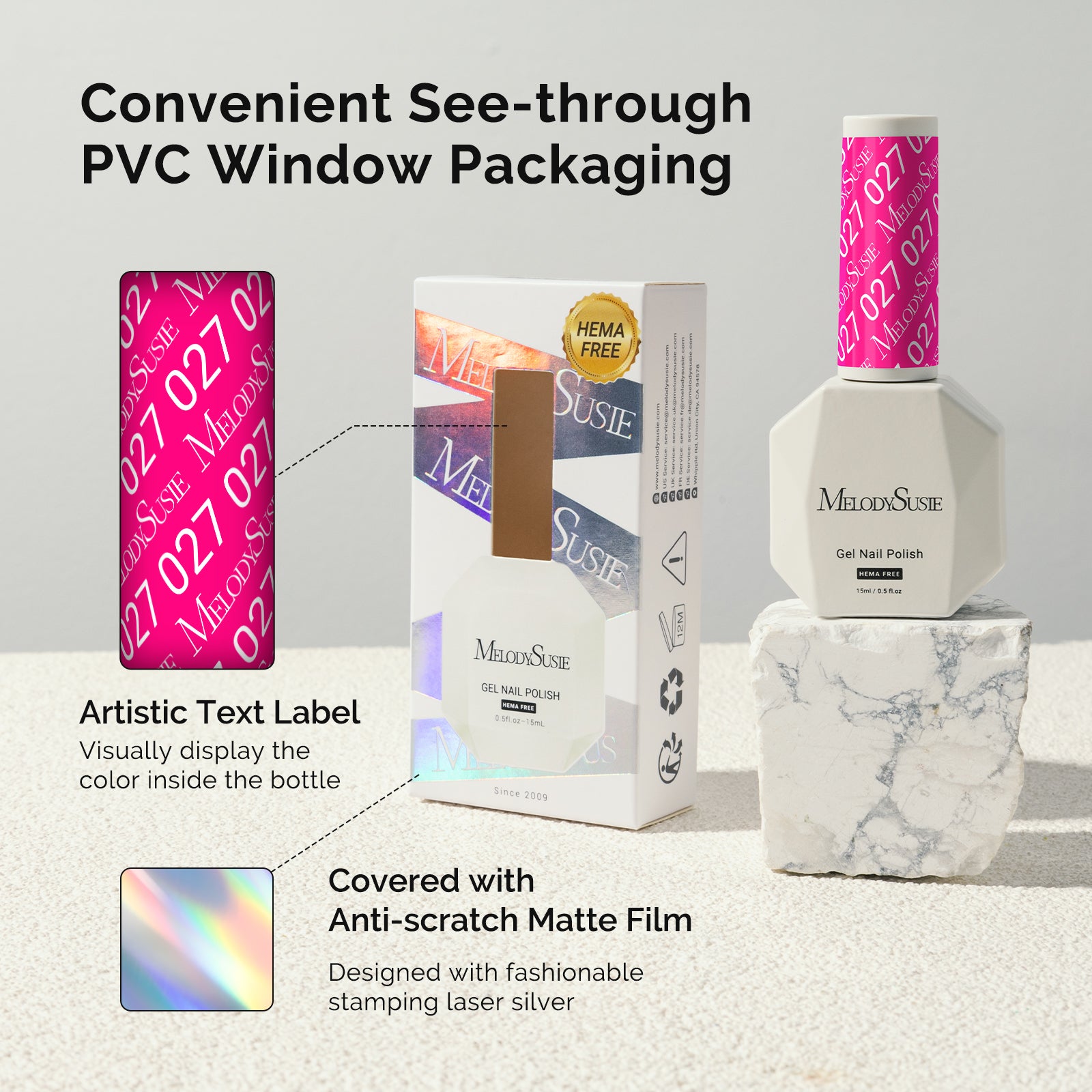 027 Peony Pink- HEMA-Free Gel Nail Polish 0.5 fl oz/15ml - 图片6