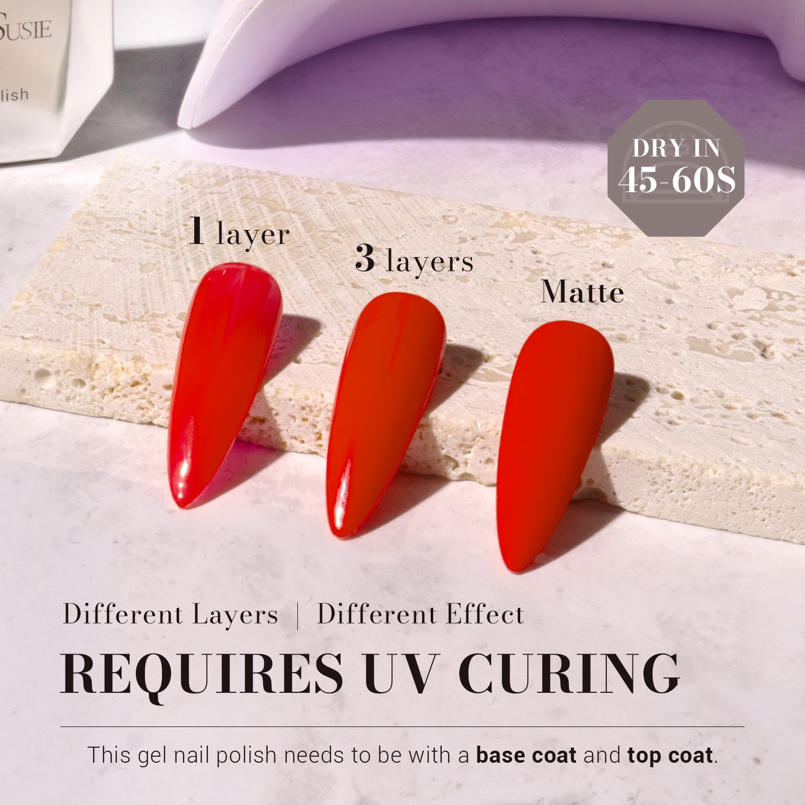 068 Bright Red - TPO-Free Faster UV Curing Gel Nail Polish 0.5 fl oz/15ml - 图片3