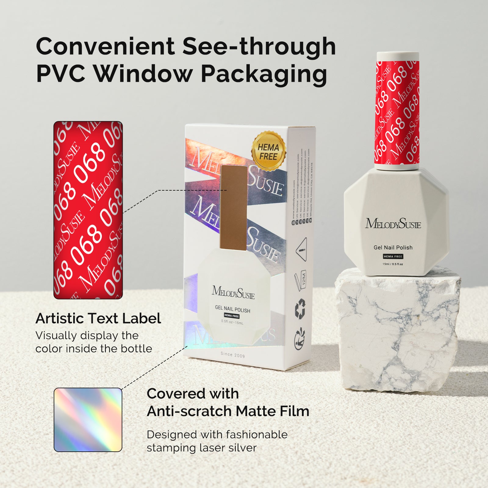 068 Sweety Red - HEMA-Free Gel Nail Polish 0.5 fl oz/15ml - 图片6