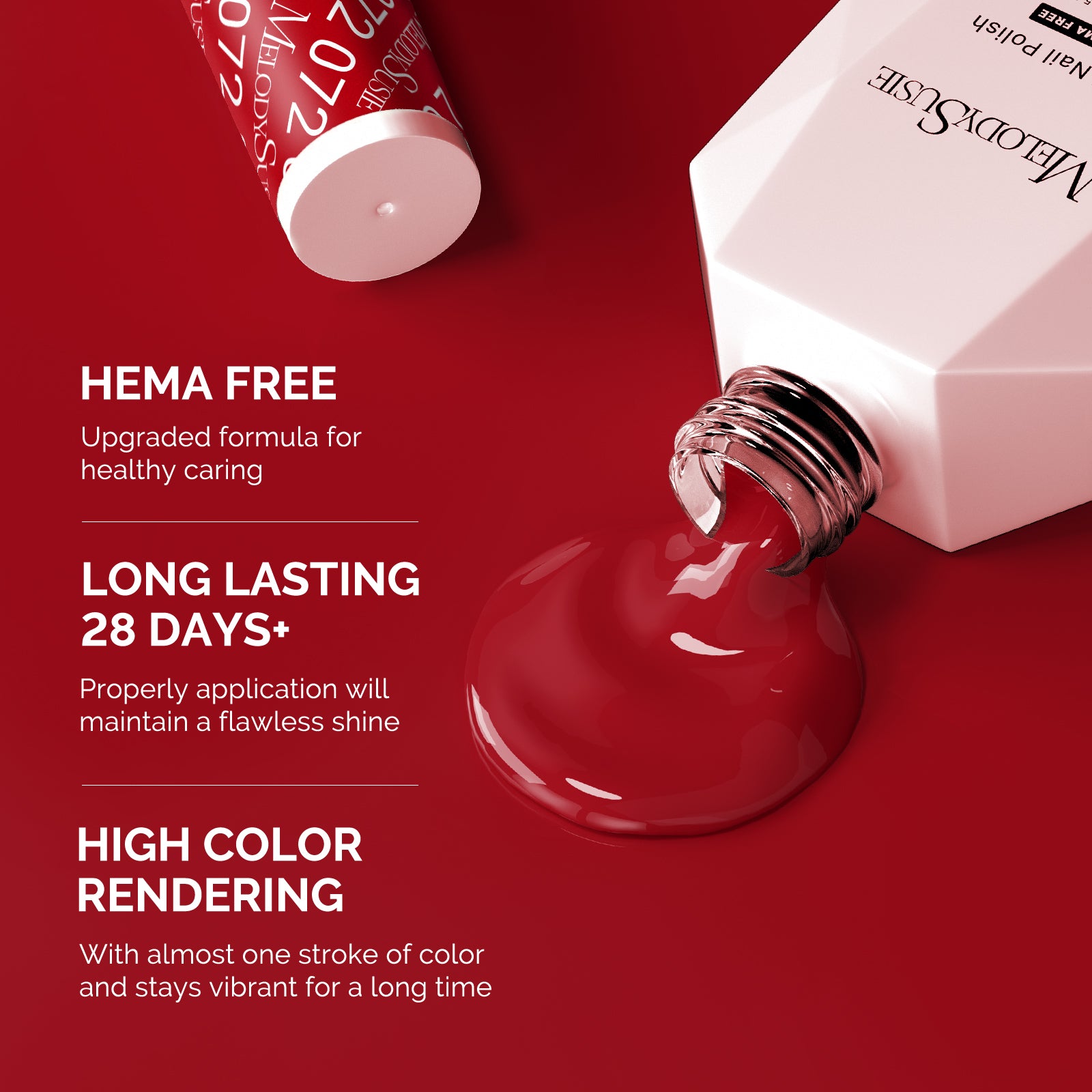 072 Red - HEMA-Free Gel Nail Polish 0.5 fl oz/15ml - 图片3