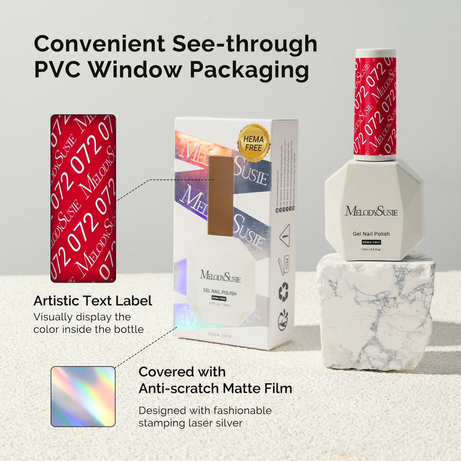 072 Red - HEMA-Free Gel Nail Polish 0.5 fl oz/15ml - 图片6