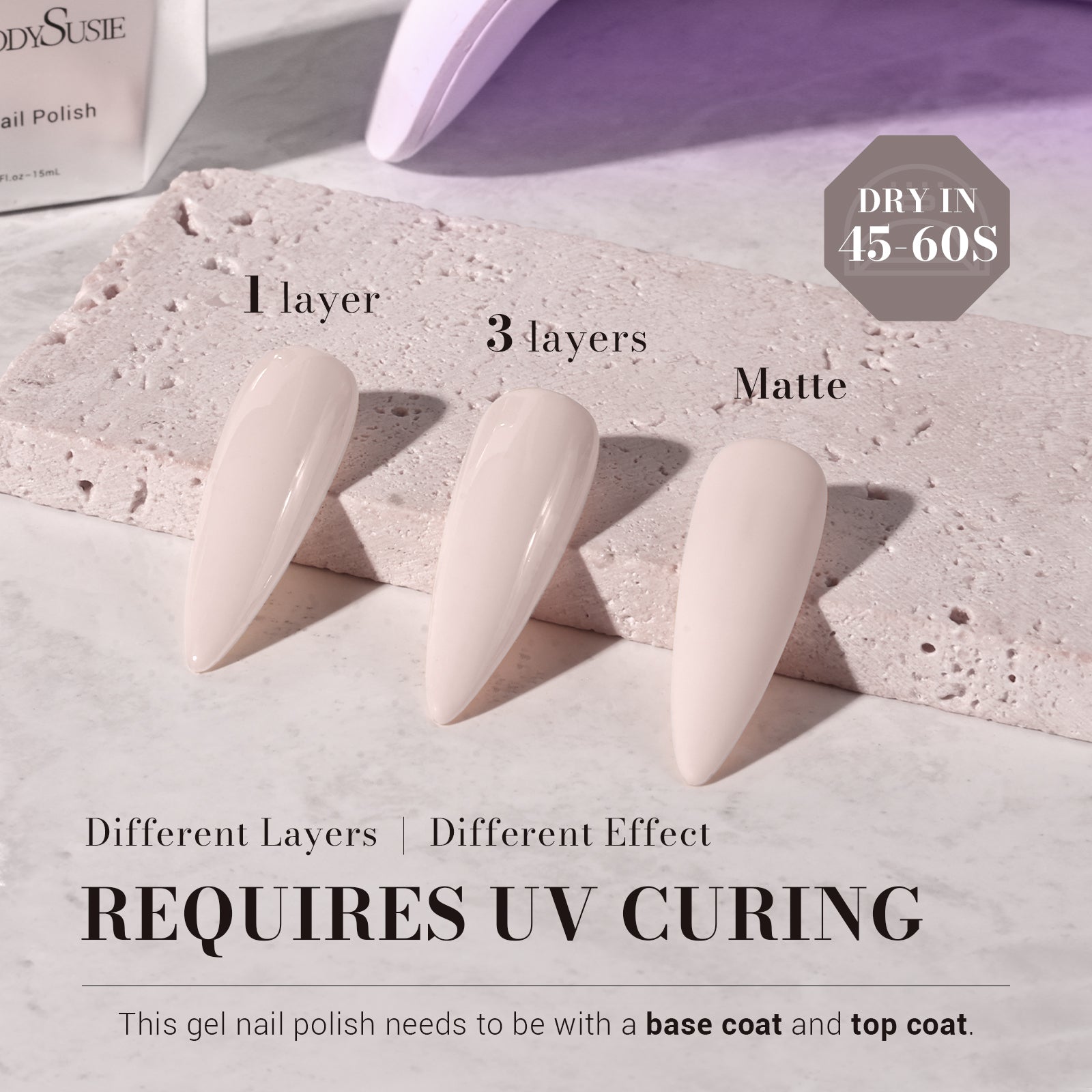 095 Glaze White  - TPO-Free Faster UV Curing Gel Nail Polish 0.5 fl oz/15ml - 图片3