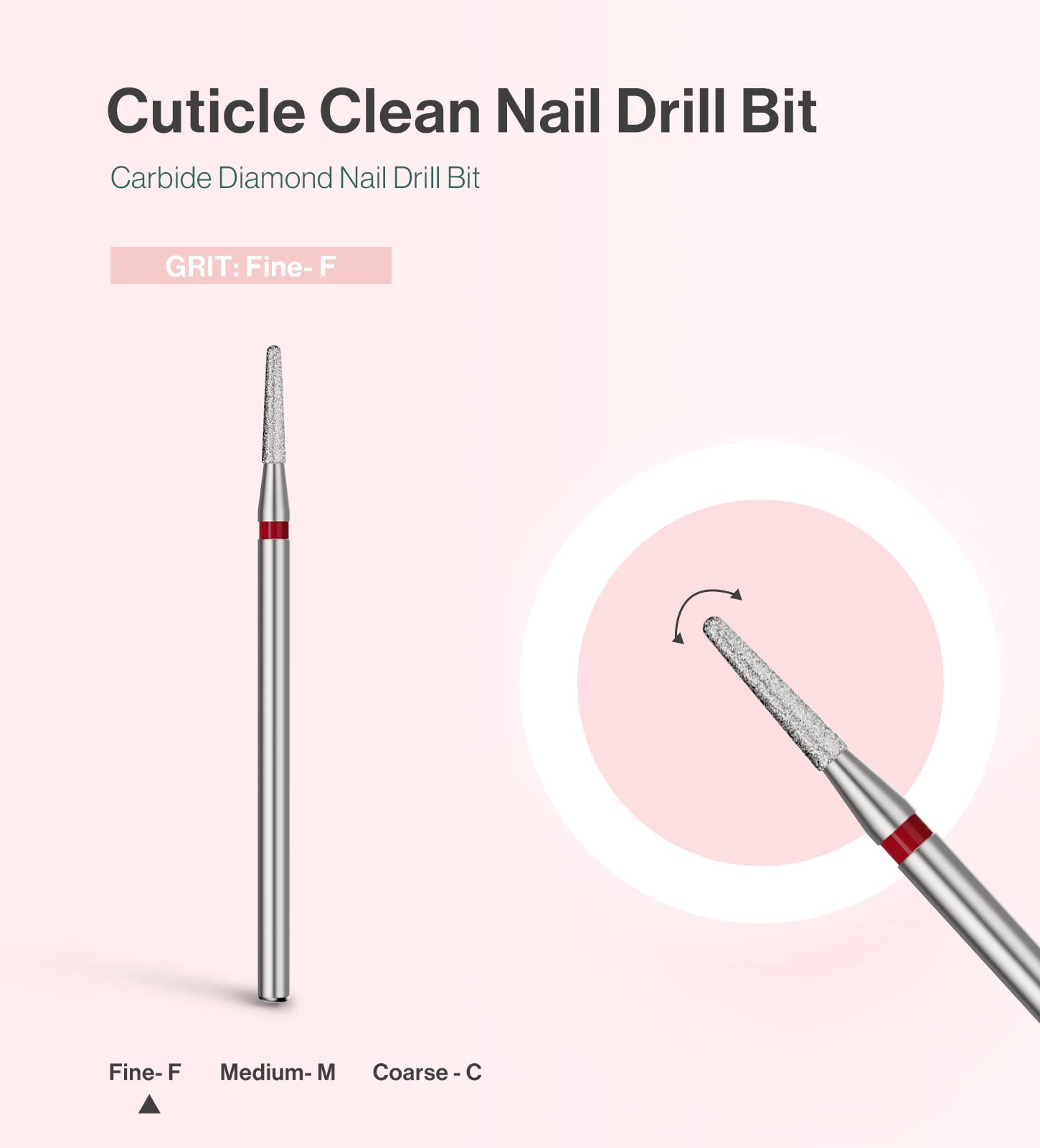 1.8mm Round Tapered Carbide Diamond Under Nail Cleaner Nail Drill Bit - 图片2