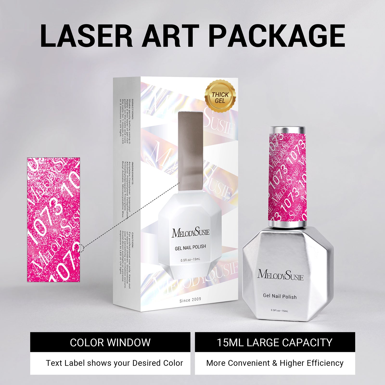 1073 Pink Neon Bliss - TPO-Free Thick Gel Nail Polish(15ml) - 图片6