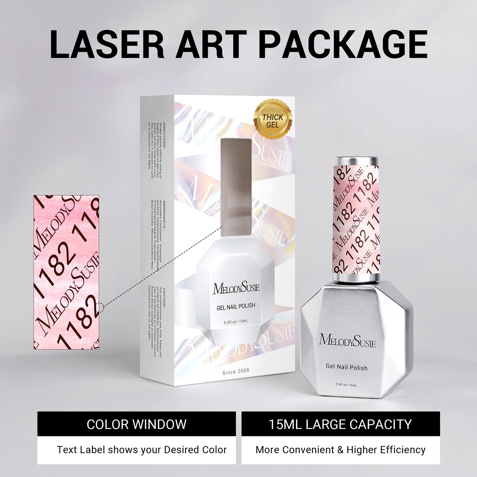 1182 Electric Pink Neon - TPO-Free Thick Gel Nail Polish(15ml) - 图片6