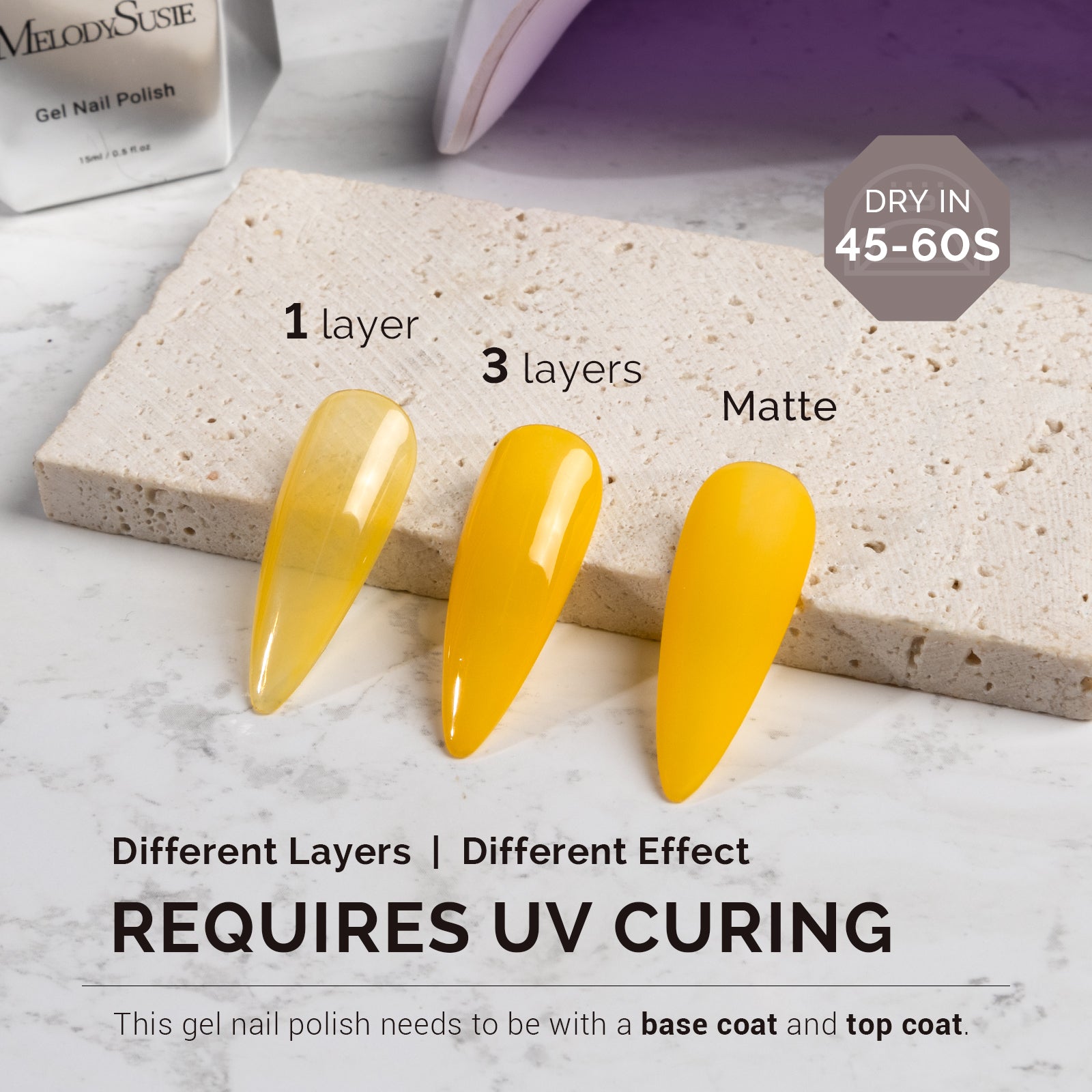 1644 Autumn Leaf Yellow - TPO-Free Faster UV Curing Gel Nail Polish(15ml) - 图片3