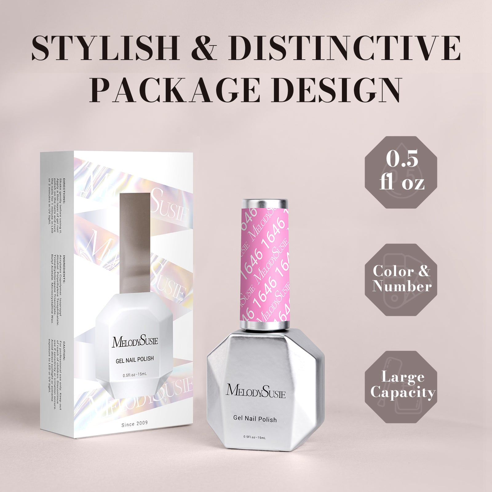 1646 Pink - TPO-Free Faster UV Curing Gel Nail Polish 0.5 fl oz/15ml - 图片6