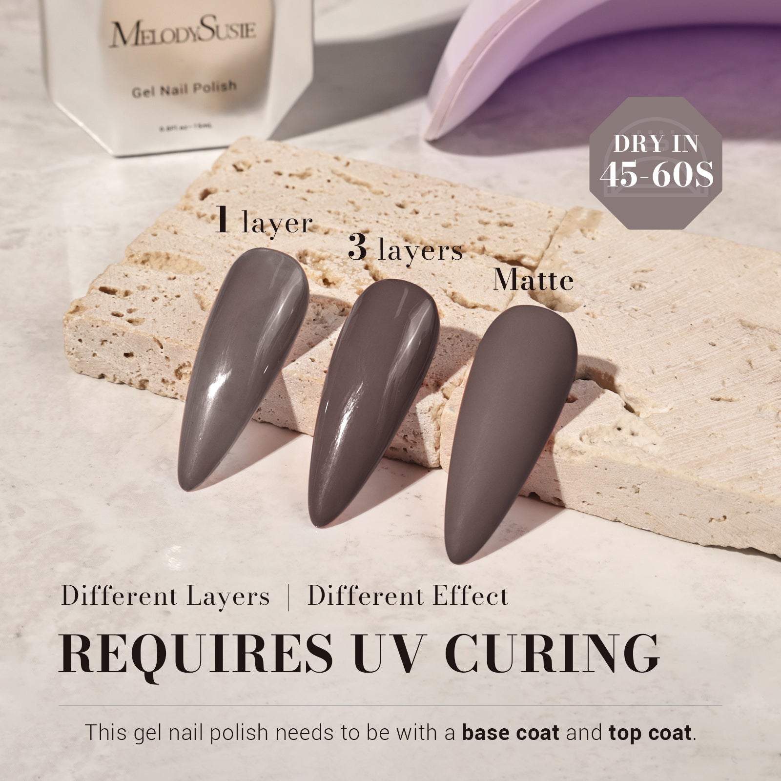 1647 Gray Brown - TPO-Free Faster UV Curing Gel Nail Polish 0.5 fl oz/15ml - 图片3