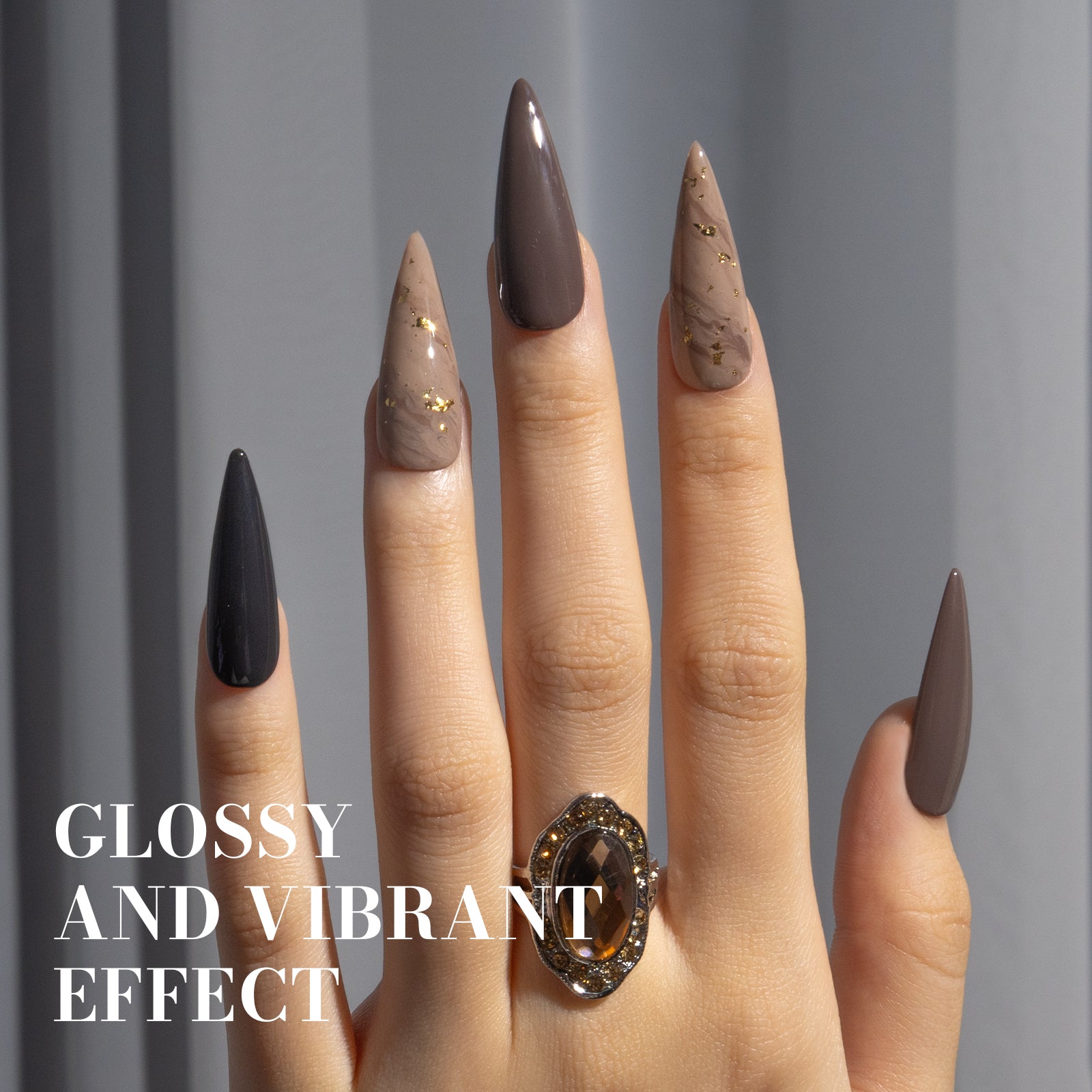 1647 Gray Brown - TPO-Free Faster UV Curing Gel Nail Polish 0.5 fl oz/15ml - 图片5