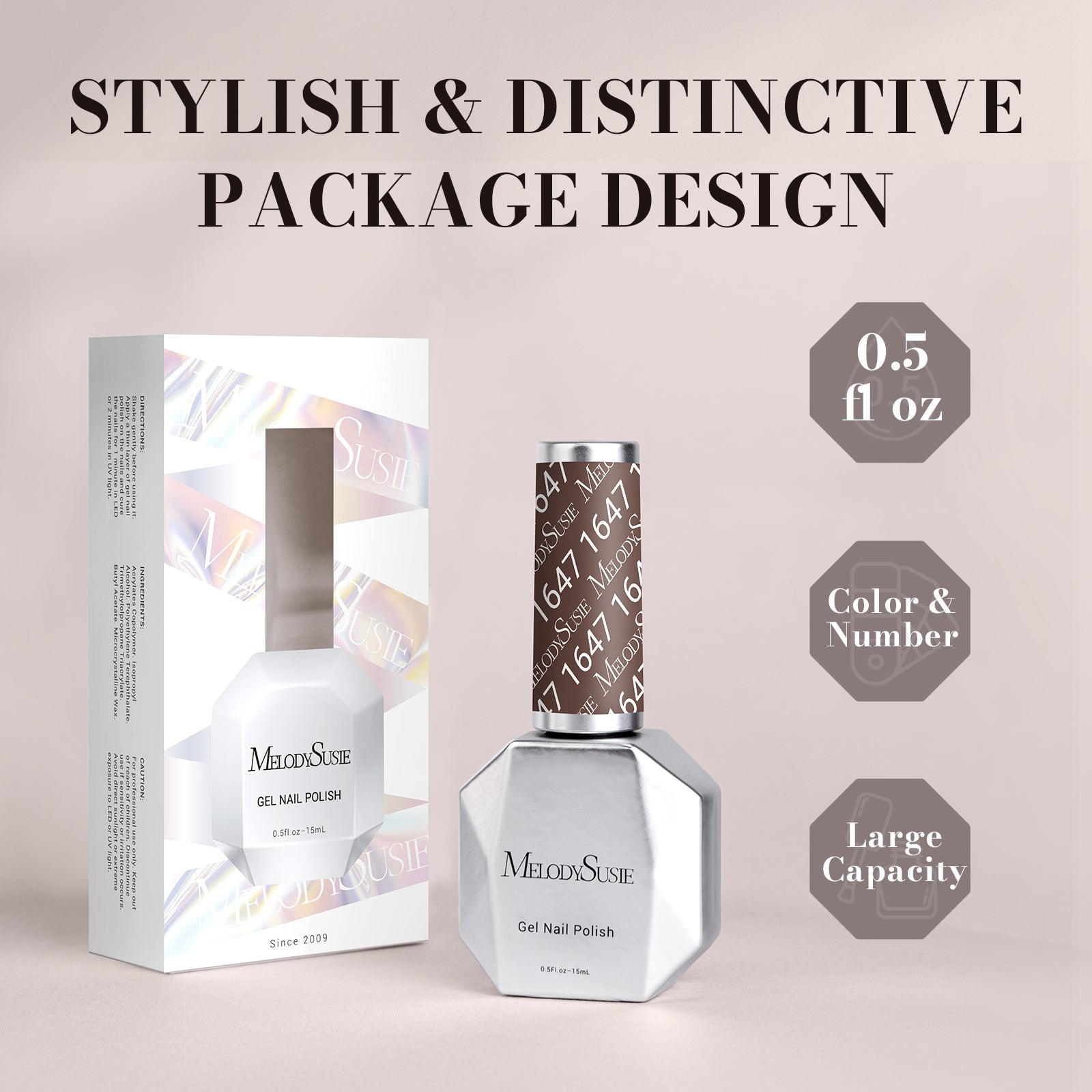 1647 Gray Brown - TPO-Free Faster UV Curing Gel Nail Polish 0.5 fl oz/15ml - 图片6