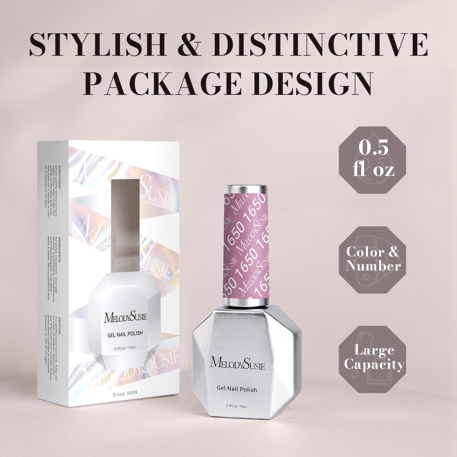 1650 Gray Purple - TPO-Free Faster UV Curing Gel Nail Polish 0.5 fl oz/15ml - 图片6