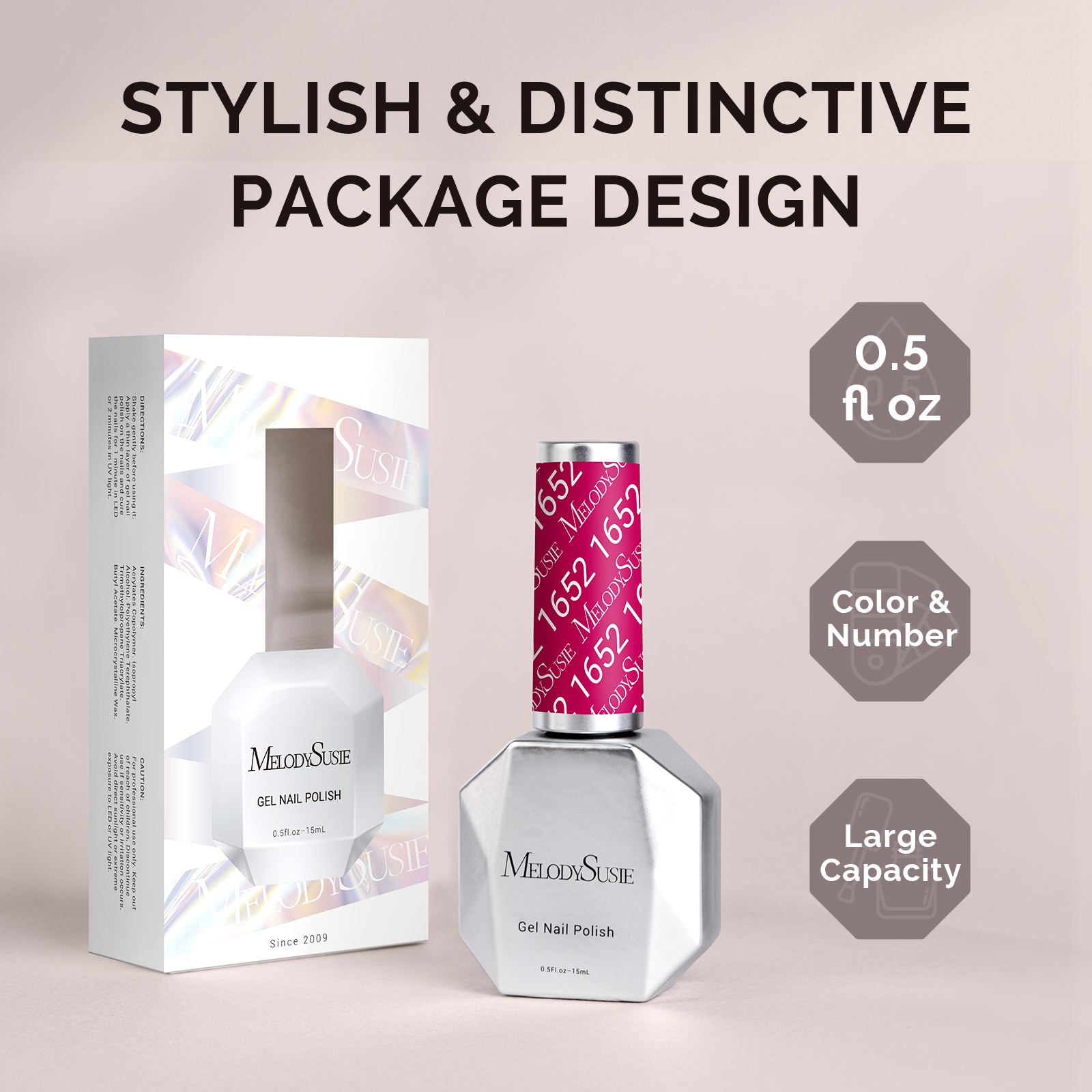 1652 Berry Wine Red - TPO-Free Faster UV Curing Gel Nail Polish(15ml) - 图片6