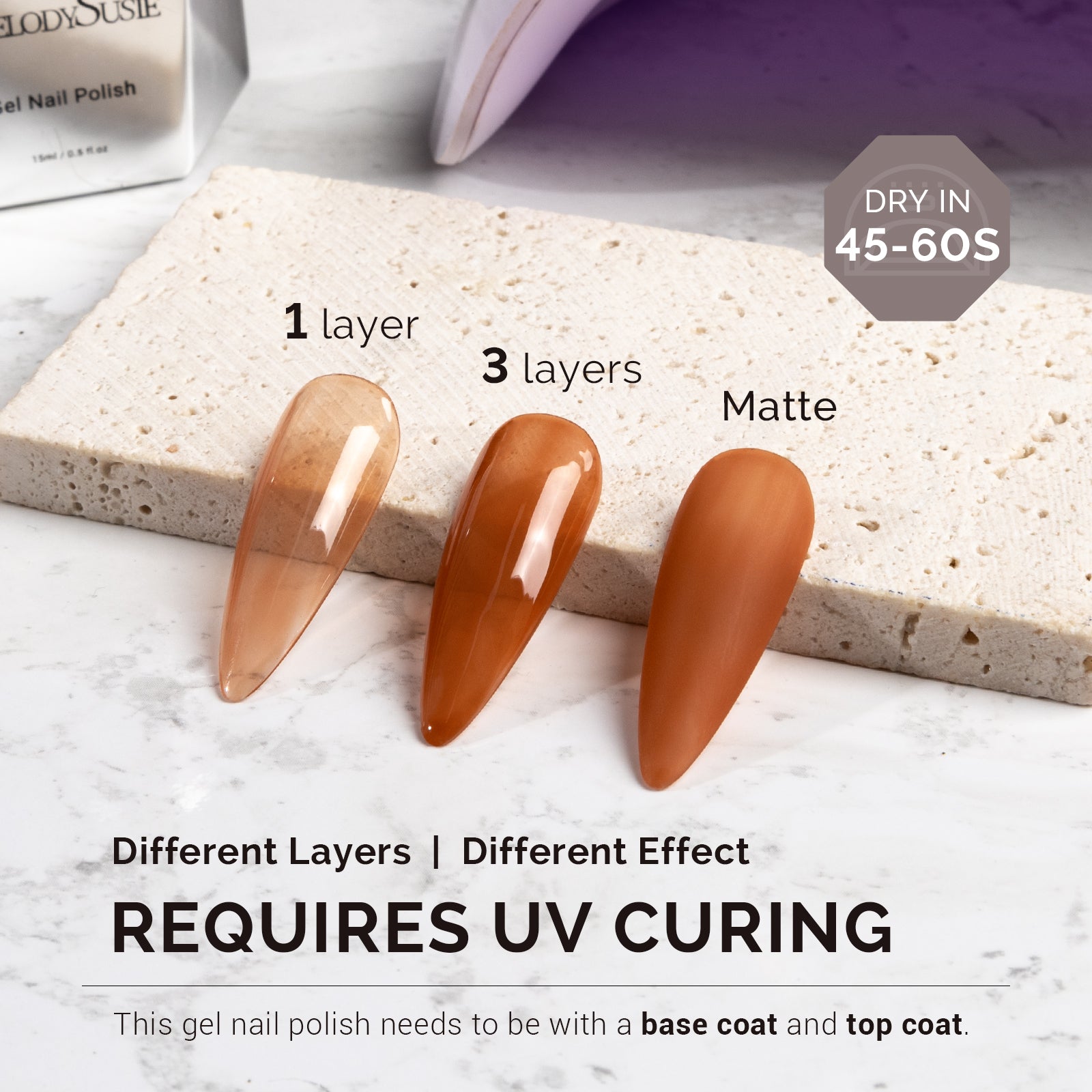 1654 Candied Brown - TPO-Free Faster UV Curing Gel Nail Polish(15ml) - 图片3