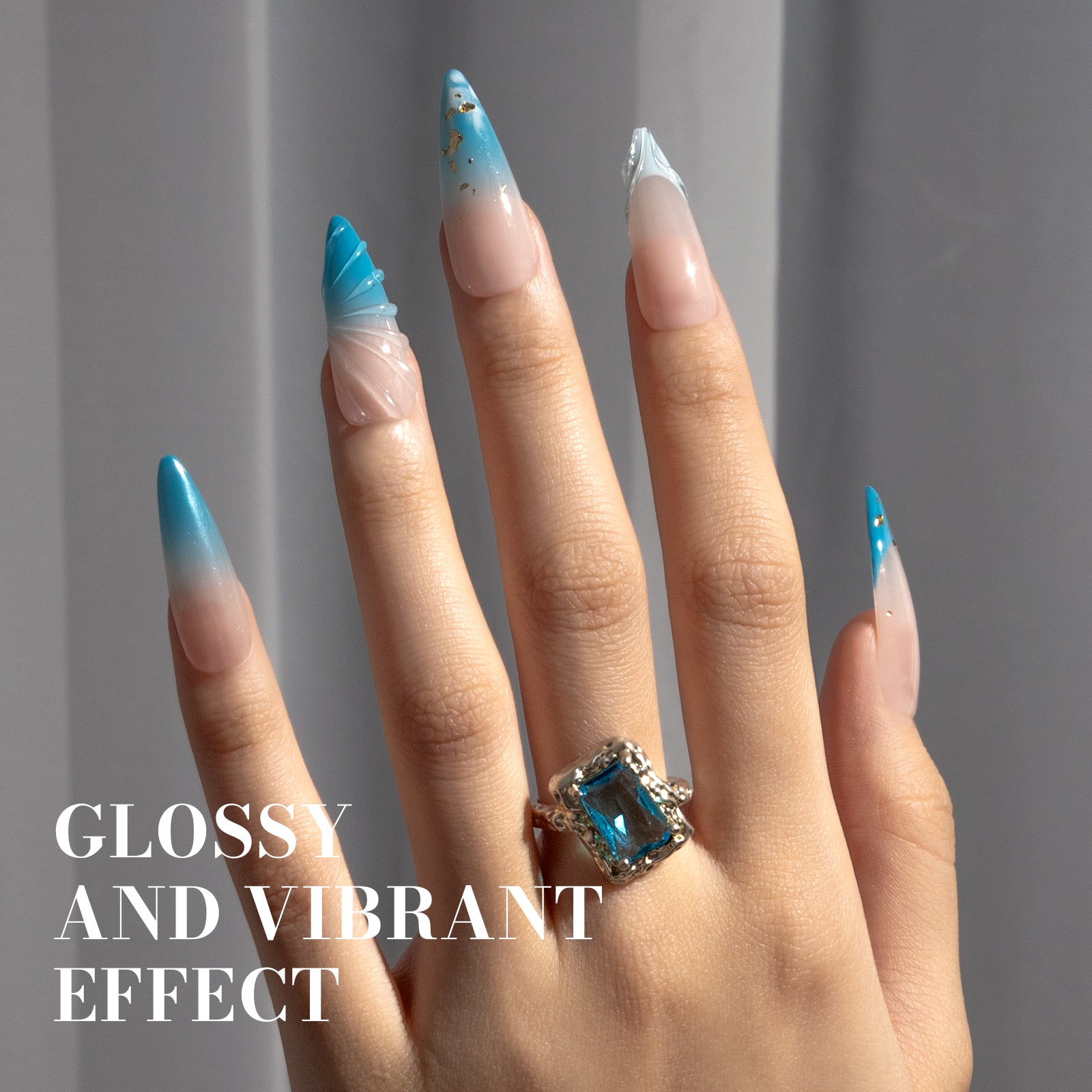 1655 Cerulean Blue - TPO-Free Faster UV Curing Gel Nail Polish(15ml) - 图片5