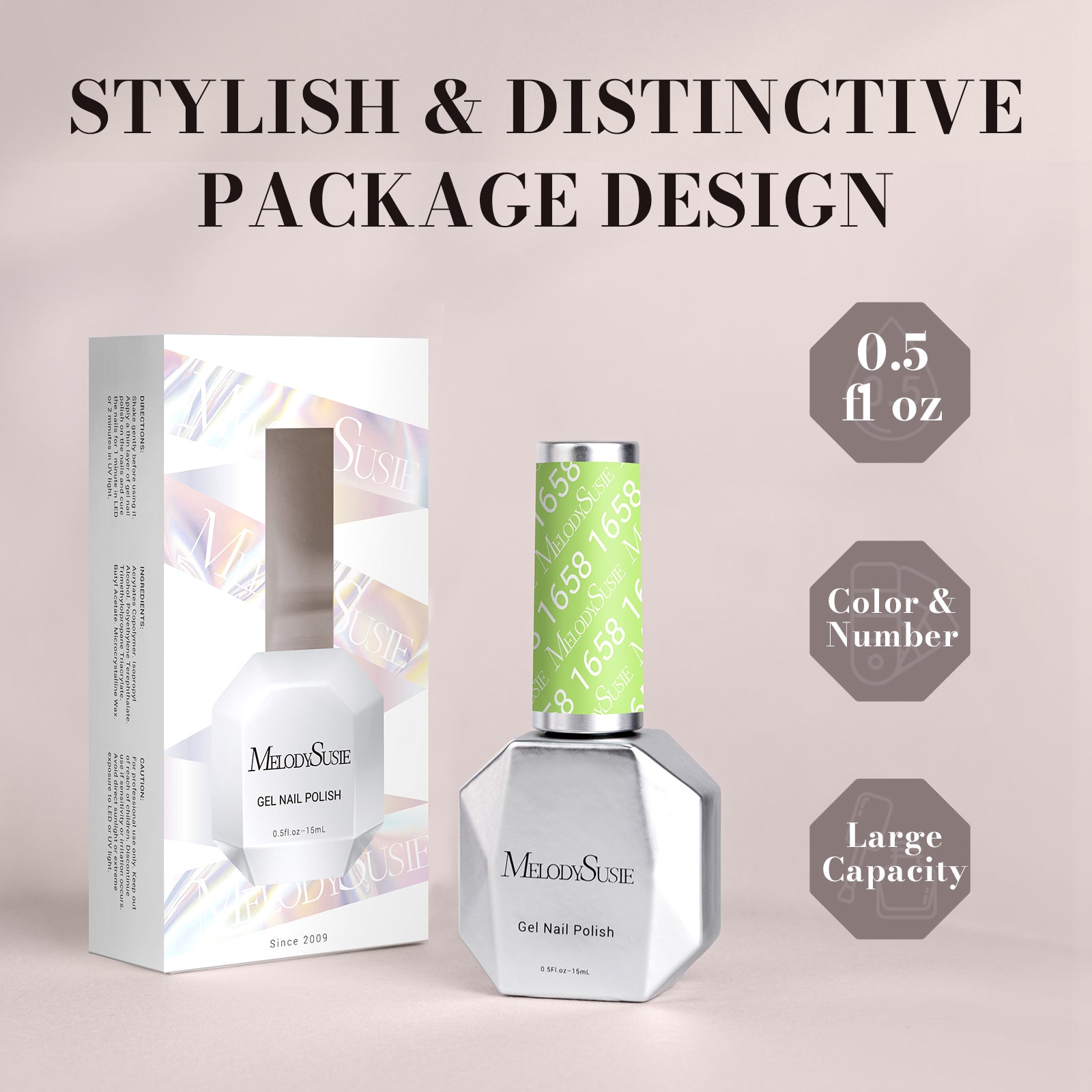 1658 Apple Green - TPO-Free Faster UV Curing Gel Nail Polish(15ml) - 图片6