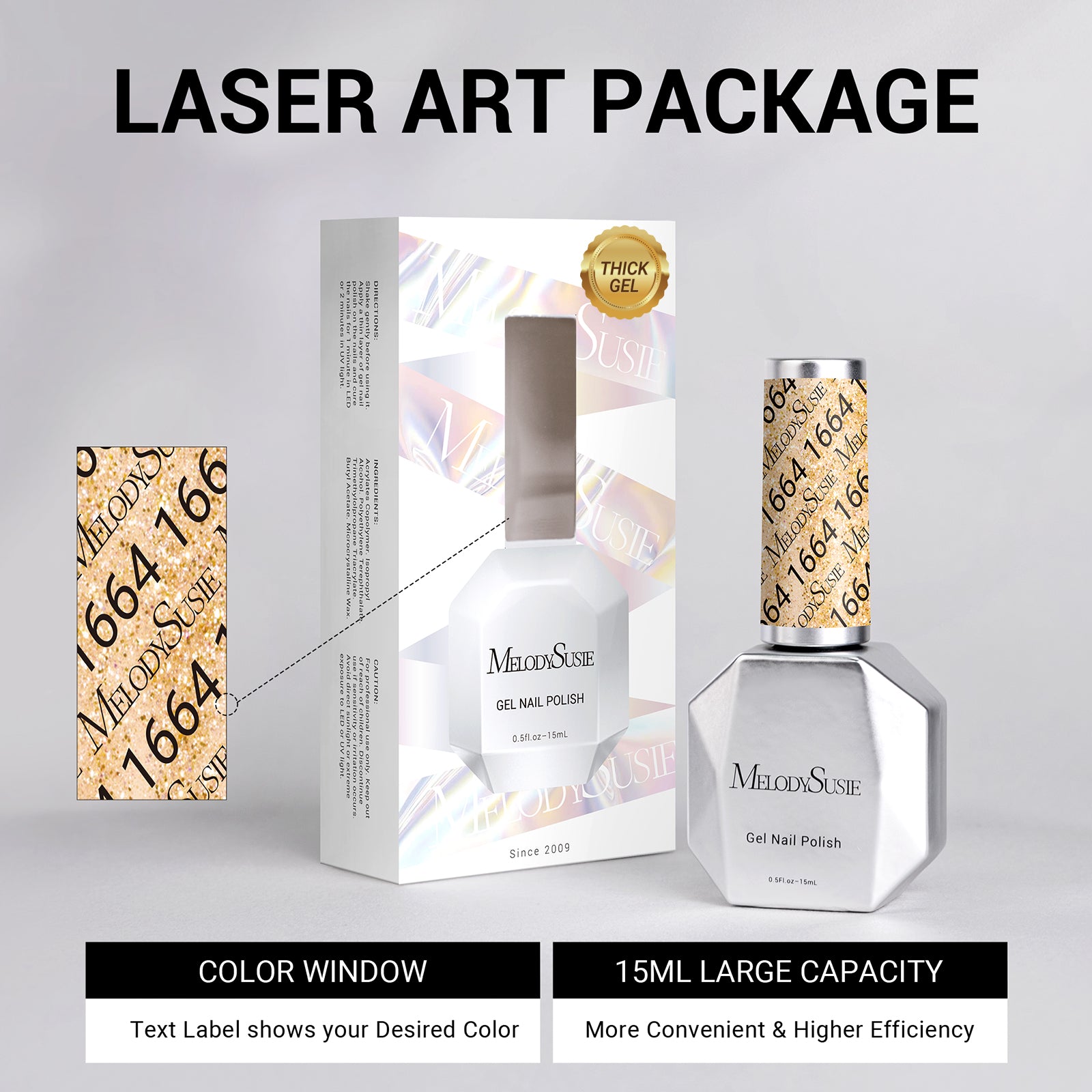 1664 Golden Sands - TPO-Free Thick Gel Nail Polish(15ml) - 图片6