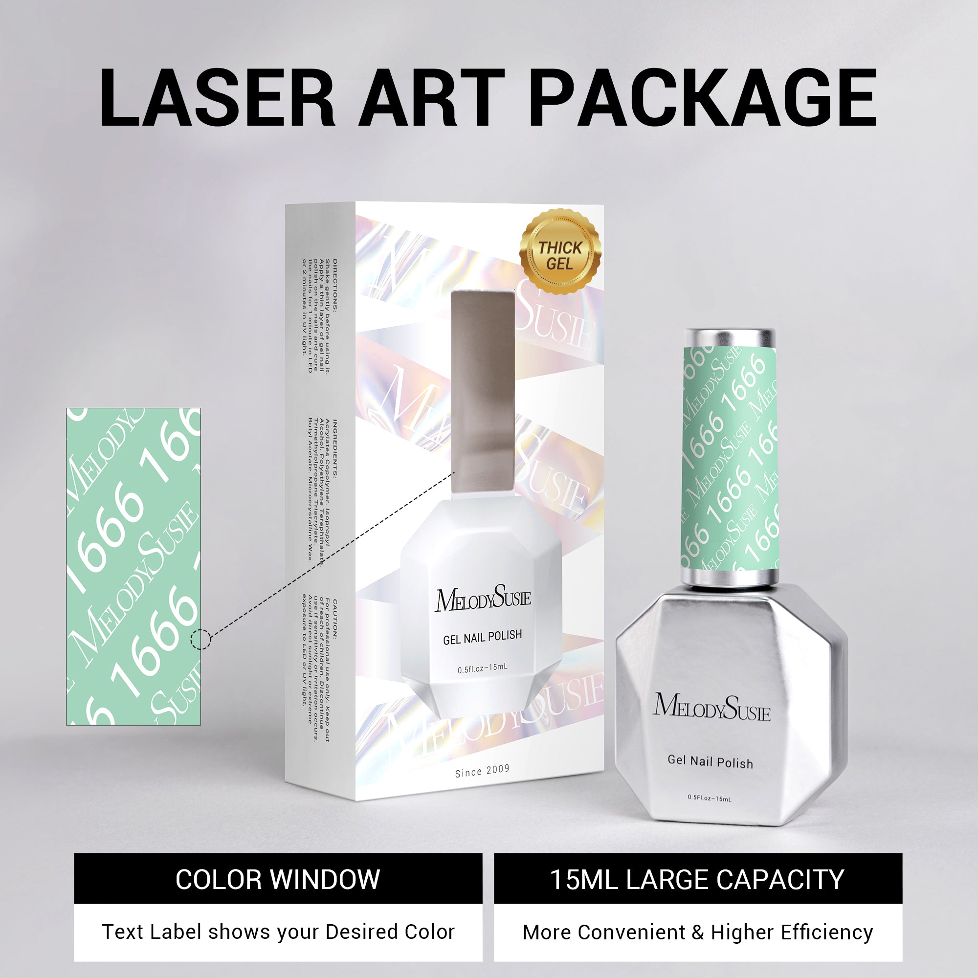 1666 Soft Mint Green - TPO-Free Thick Gel Nail Polish(15ml) - 图片6