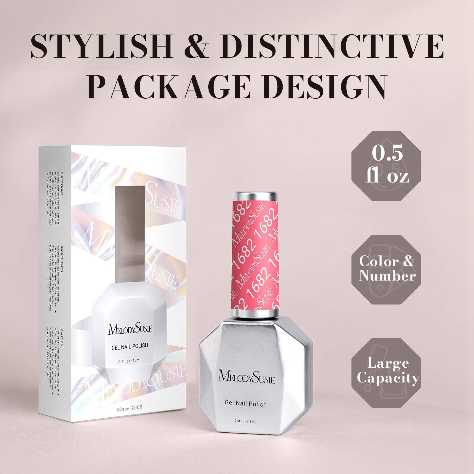 1682 Pink - TPO-Free  Faster UV Curing Gel Nail Polish 0.5 fl oz/15ml - 图片6