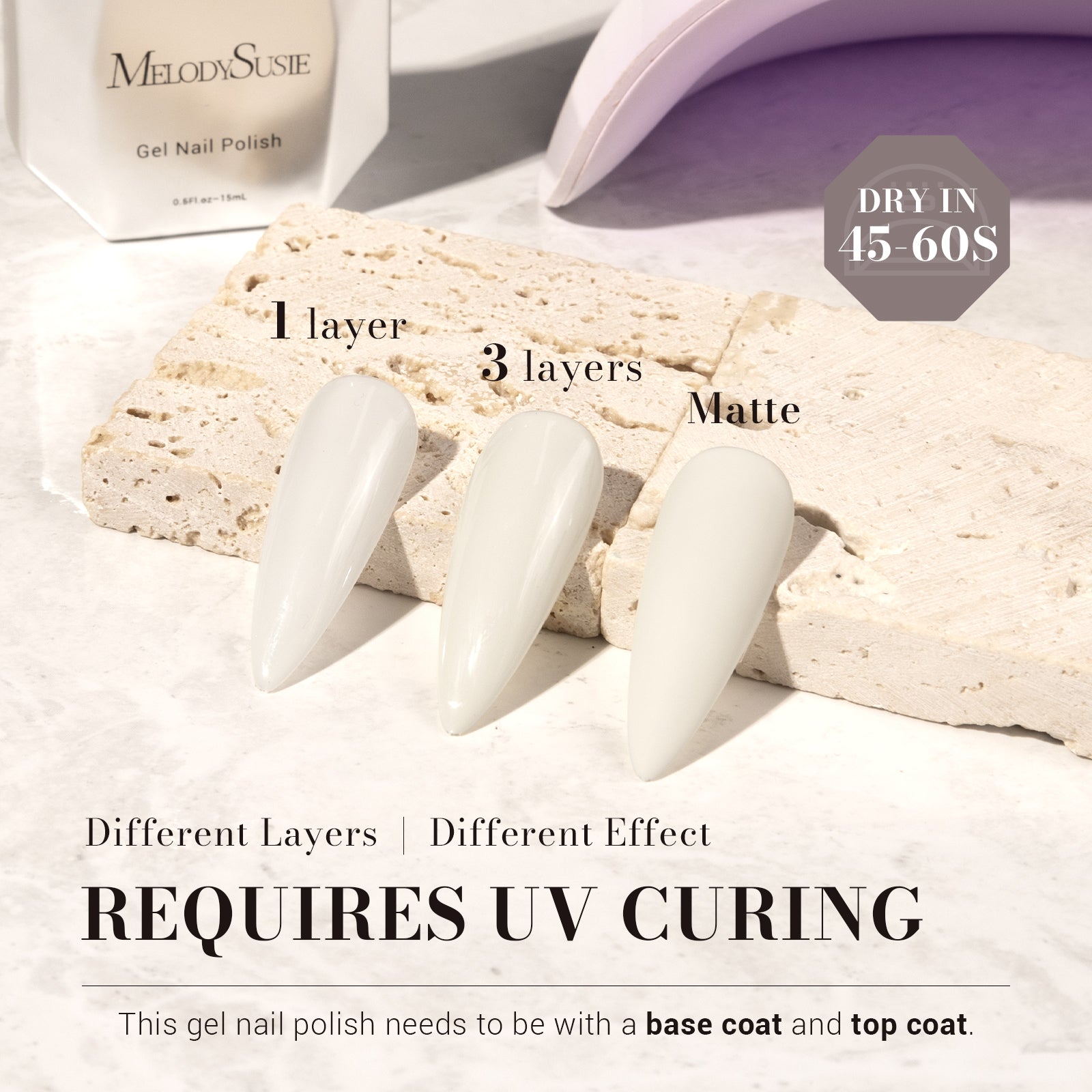 1683 White - TPO-Free Faster UV Curing Gel Nail Polish 0.5 fl oz/15ml - 图片3