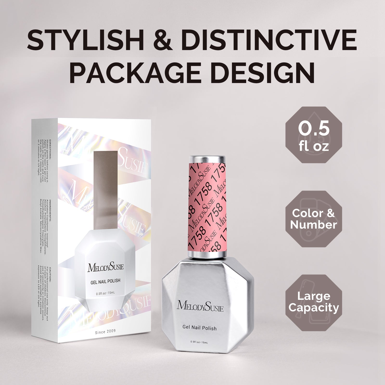 1758 Retro Smoke Pink - TPO-Free Faster UV Curing Gel Nail Polish 0.5 fl oz/15ml - 图片6