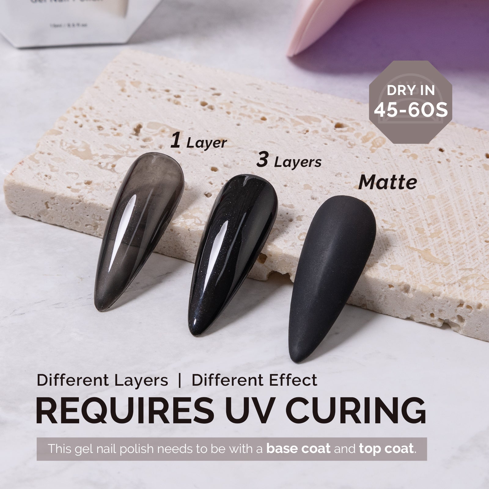 1760 Disco Black - TPO-Free Faster UV Curing Gel Nail Polish 0.5 fl oz/15ml - 图片3