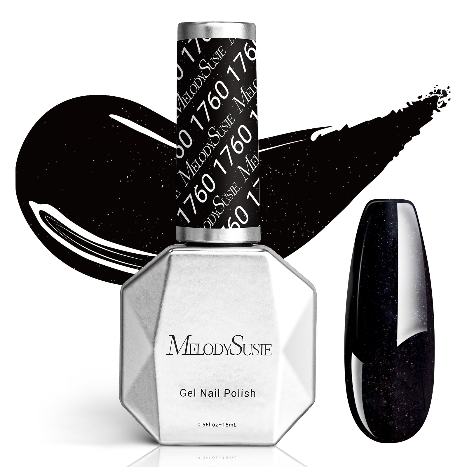 1760 Disco Black - TPO-Free Faster UV Curing Gel Nail Polish 0.5 fl oz/15ml