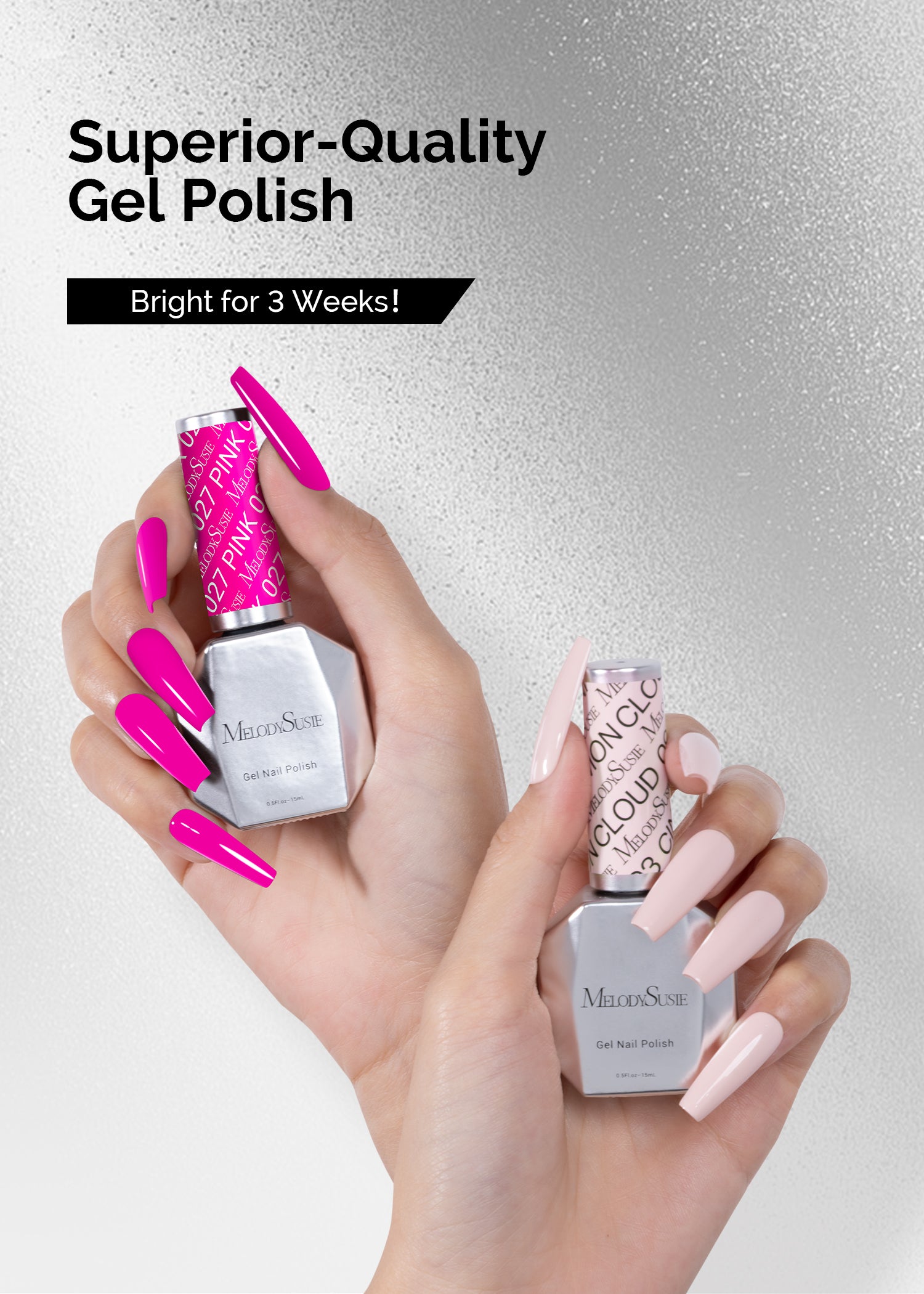 2 Pack 15ml TPO-Free Thick Gel Nail Polish (027 Neon Pink and 012 Pretty Pink) - 图片7