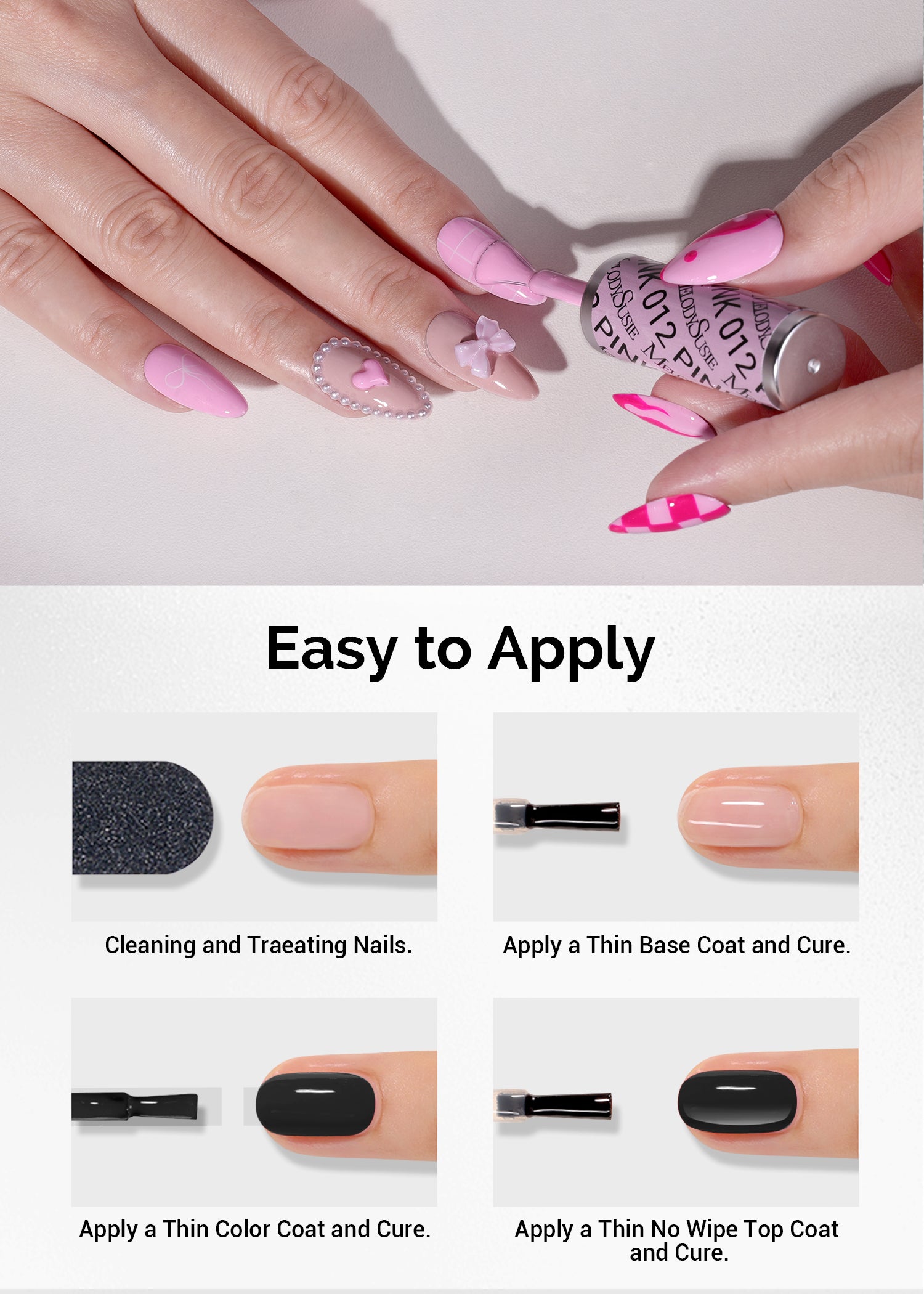 2 Pack 15ml TPO-Free Thick Gel Nail Polish (093 Cinnamon Cloud and 012 Pretty Pink) - 图片6