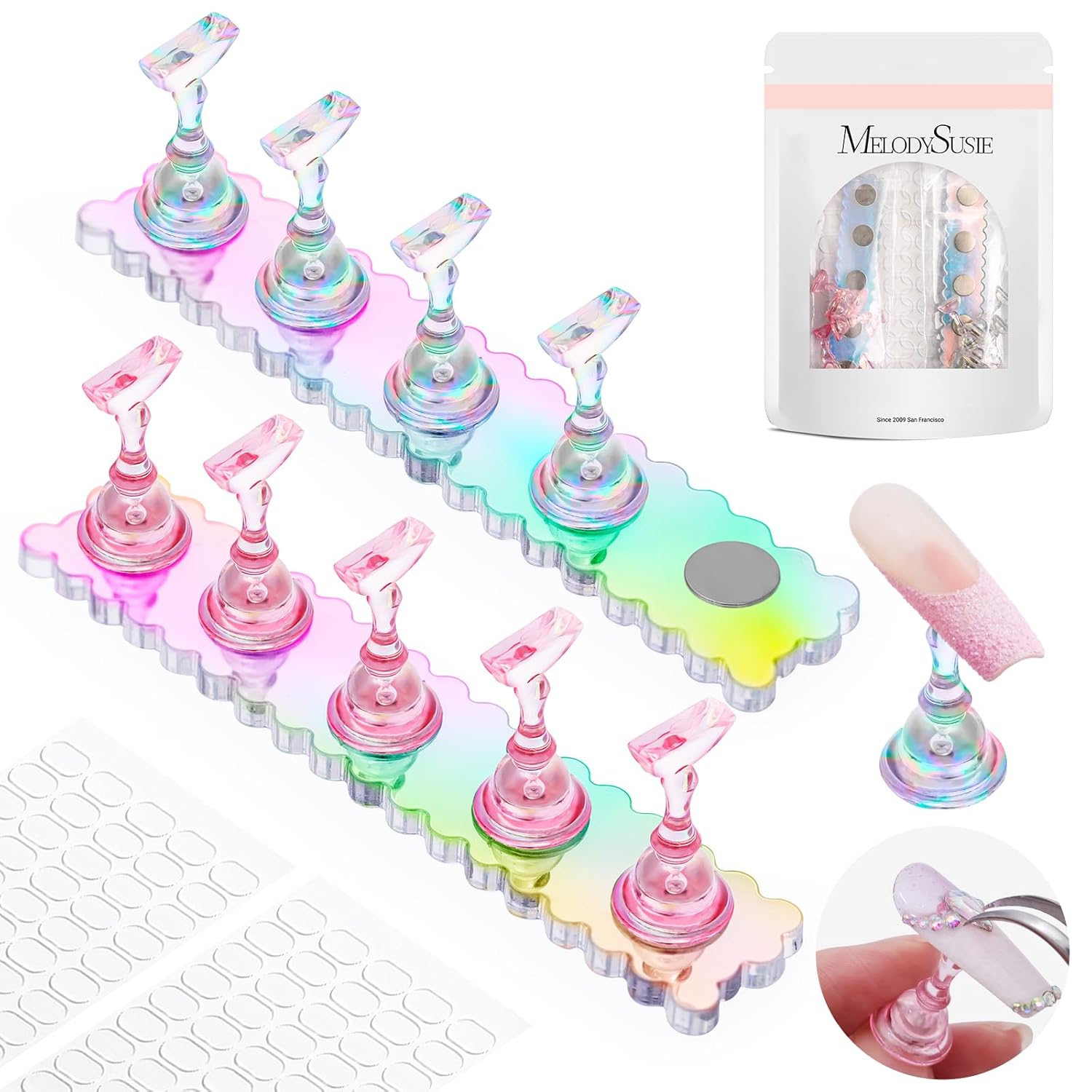 2 Sets Acrylic Magnetic Nail Stand