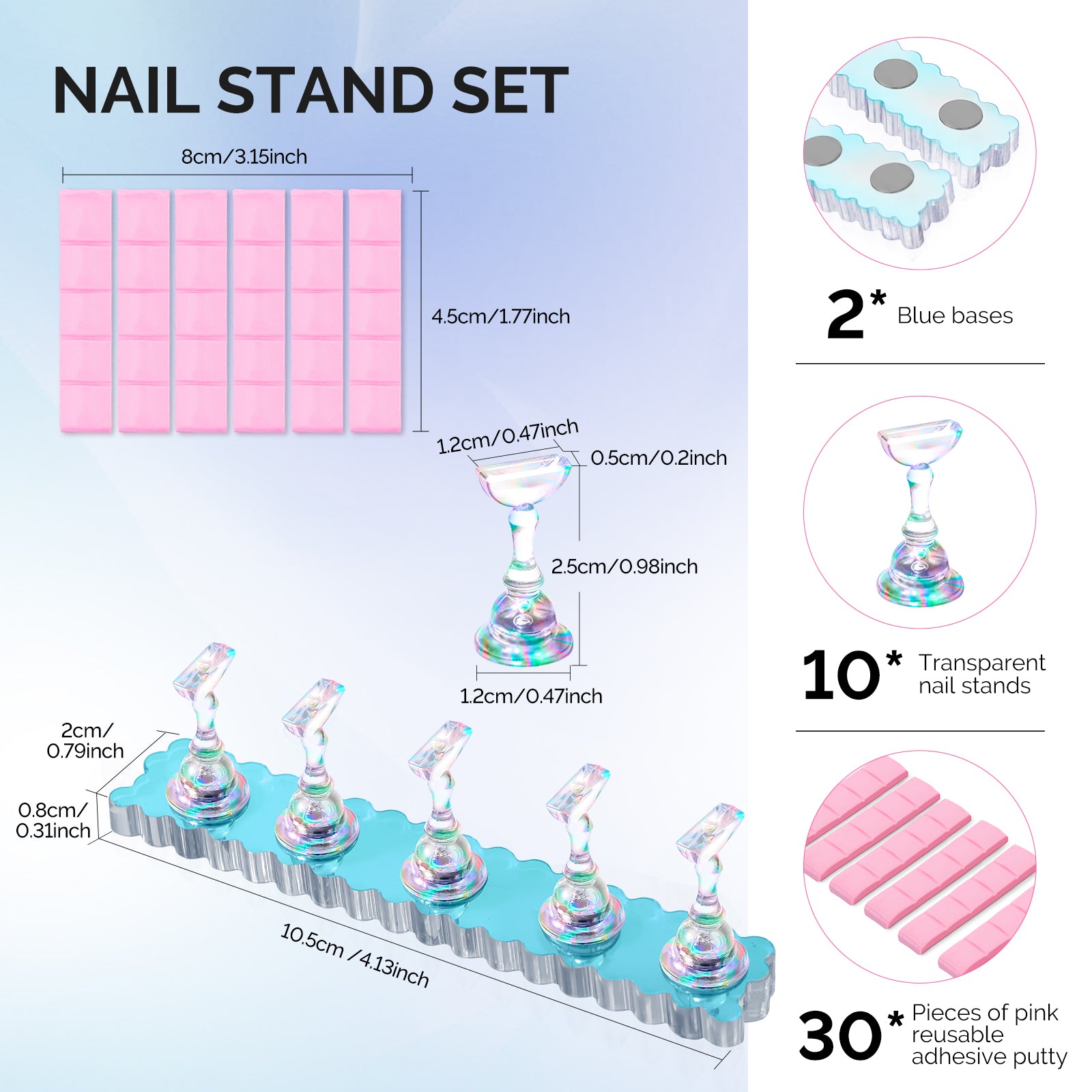 2 Sets Blue Acrylic Magnetic Nail Stand - 图片7