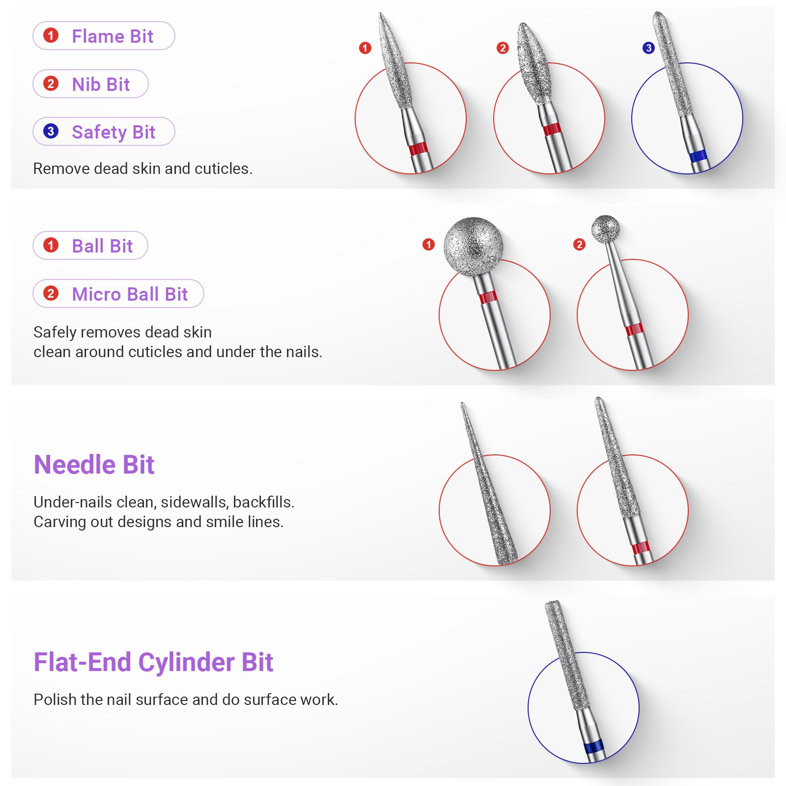 21Pcs Ceramic Diamond Carbide Nail Drill Bits Set - 图片4