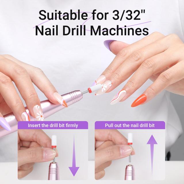 21Pcs Ceramic Diamond Carbide Nail Drill Bits with Portable Holder Case