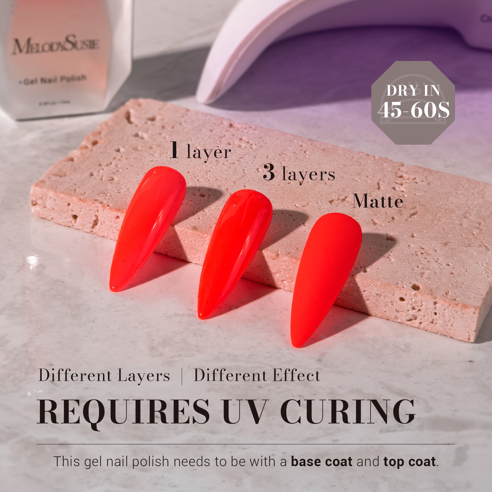 224 Fiery Red - TPO-Free Faster UV Curing Gel Nail Polish 0.5 fl oz/15ml - 图片3