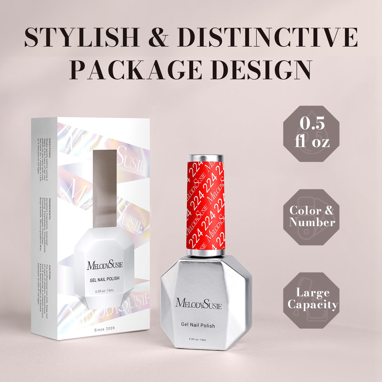 224 Fiery Red - TPO-Free Faster UV Curing Gel Nail Polish 0.5 fl oz/15ml - 图片6