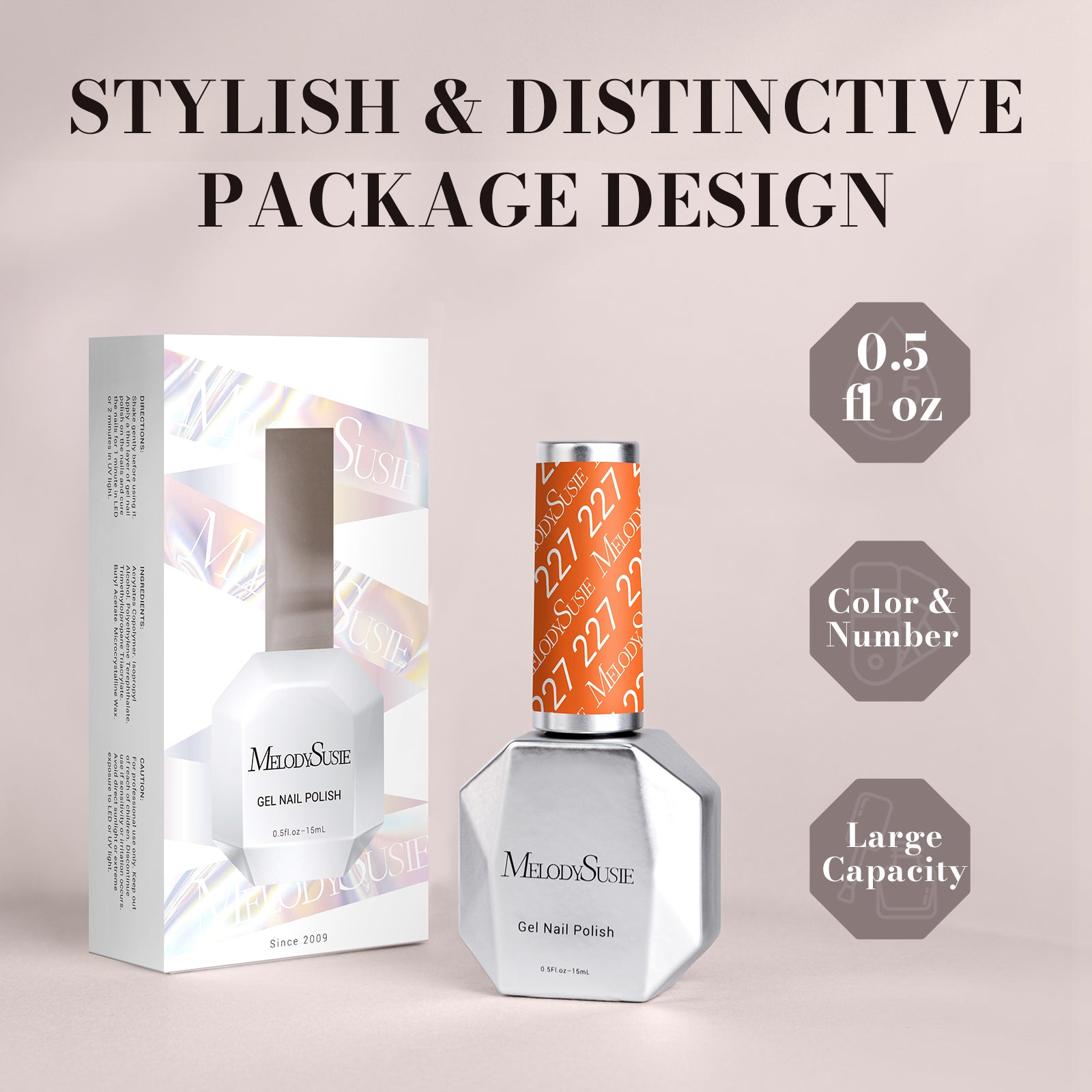 227 Light Orange - TPO-Free Faster UV Curing Gel Nail Polish 0.5 fl oz/15ml - 图片6