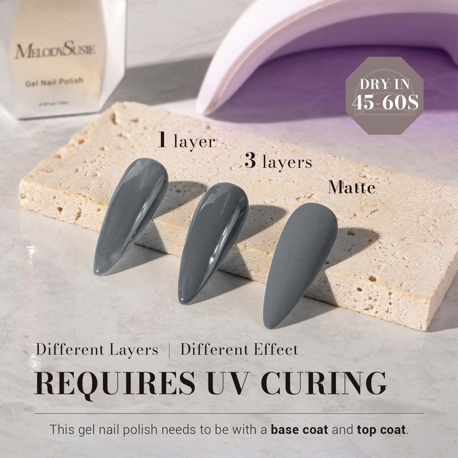 246 Sesame Gray - TPO-Free Faster UV Curing Gel Nail Polish 0.5 fl oz/15ml - 图片3