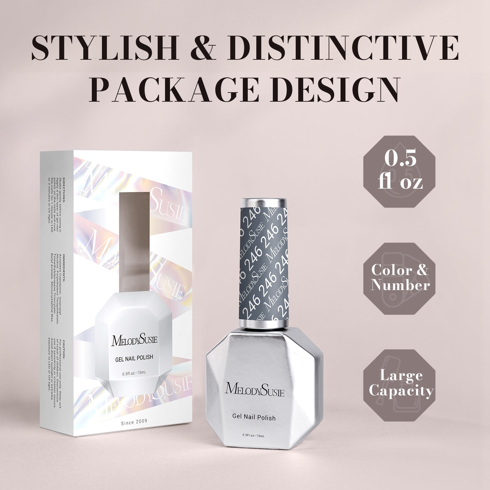 246 Sesame Gray - TPO-Free Faster UV Curing Gel Nail Polish 0.5 fl oz/15ml - 图片6