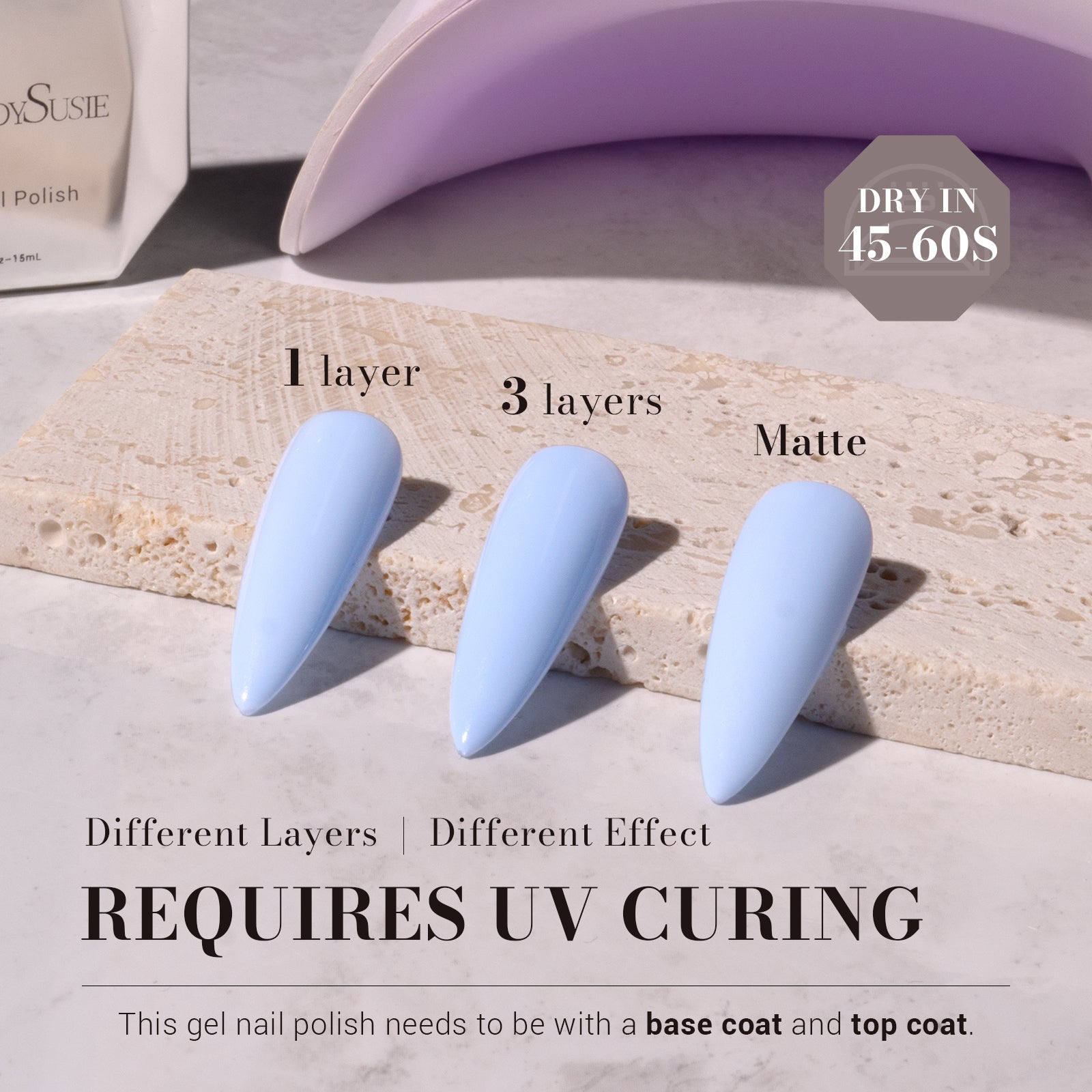 253 Light Blue - TPO-Free Faster UV Curing Gel Nail Polish 0.5 fl oz/15ml - 图片3