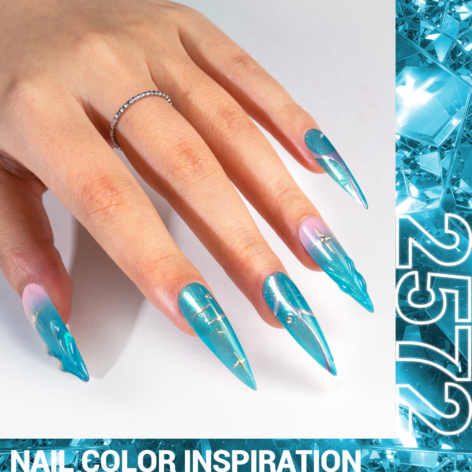 2572 Electric Turquoise Neon - TPO-Free Thick Gel Nail Polish(15ml) - 图片2