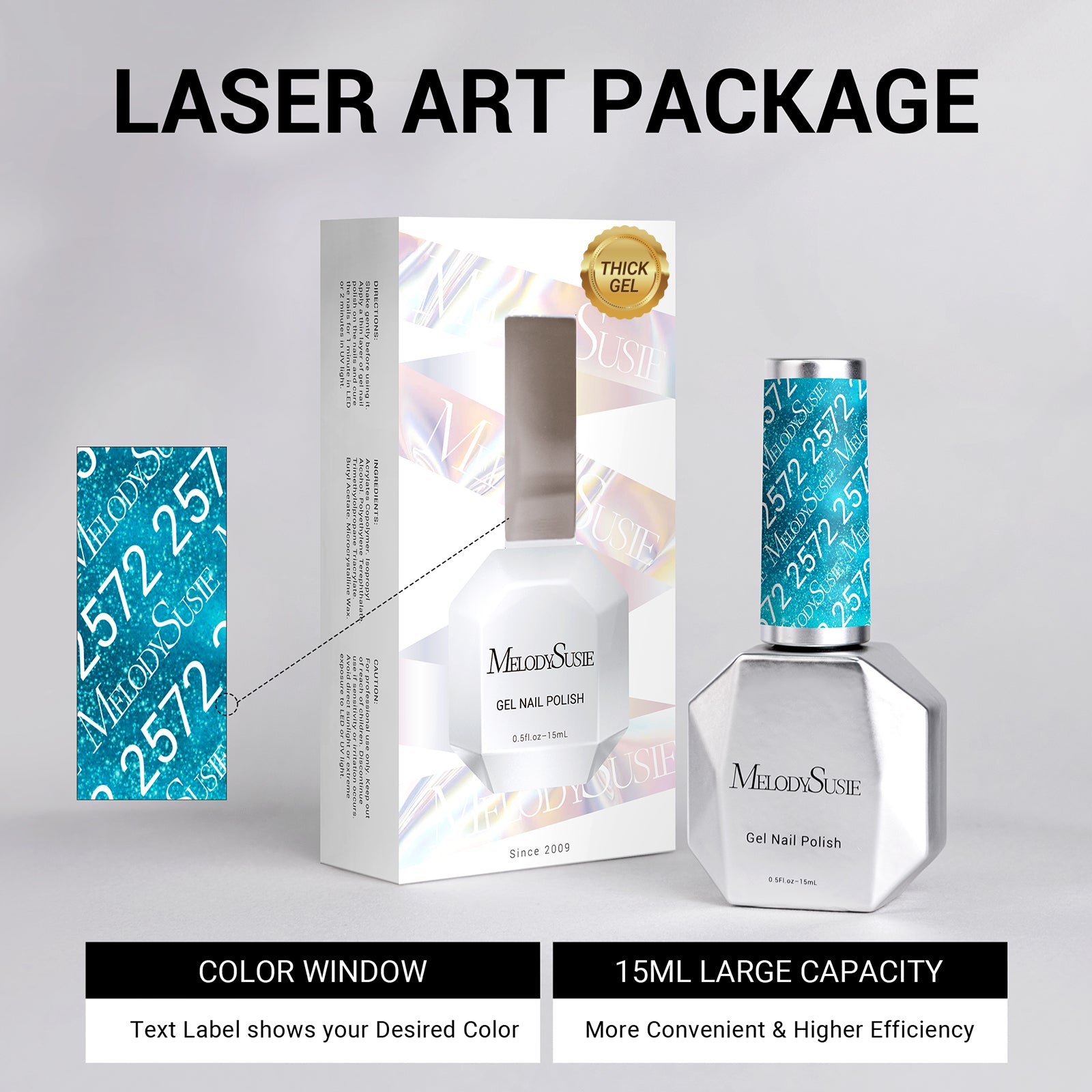 2572 Electric Turquoise Neon - TPO-Free Thick Gel Nail Polish(15ml) - 图片6