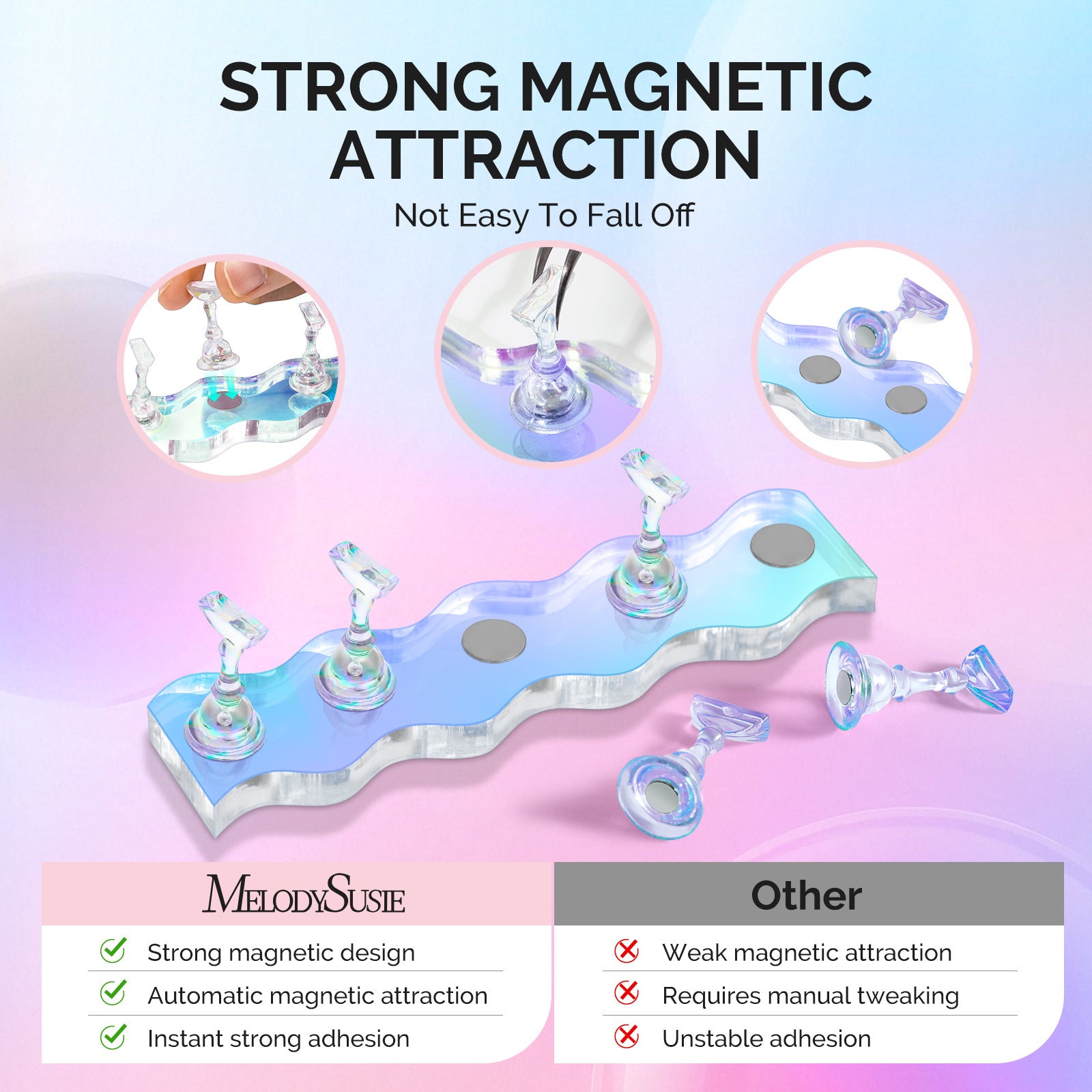 3 Sets Blue Acrylic Magnetic Nail Stand - 图片2