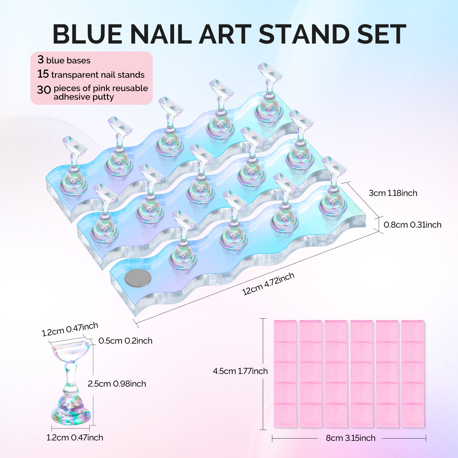 3 Sets Blue Acrylic Magnetic Nail Stand - 图片7