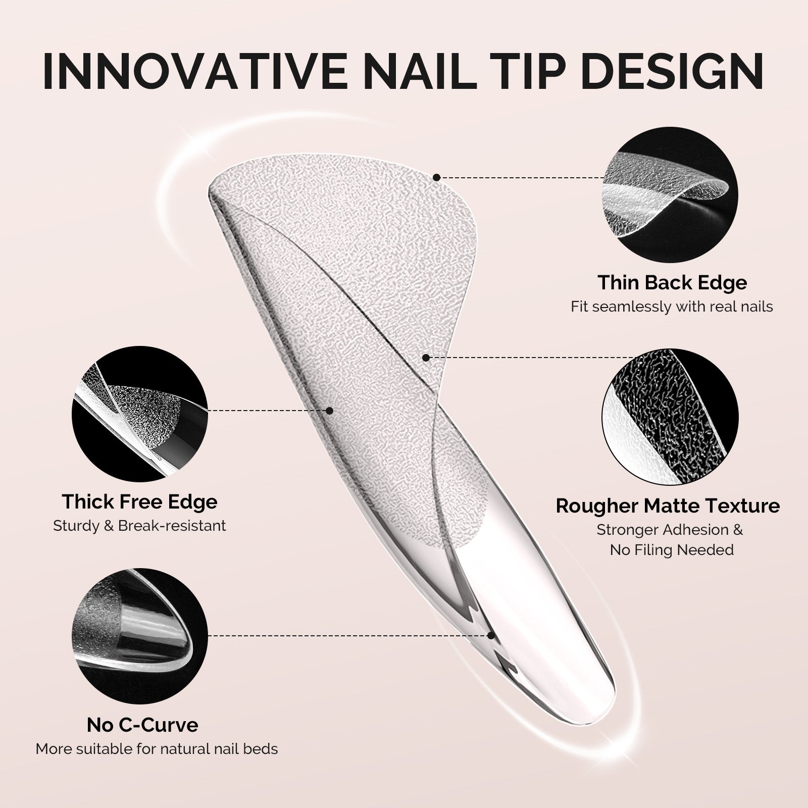 300Pcs Half Matte Clear Acrylic Full Cover Nail Tips - Image3