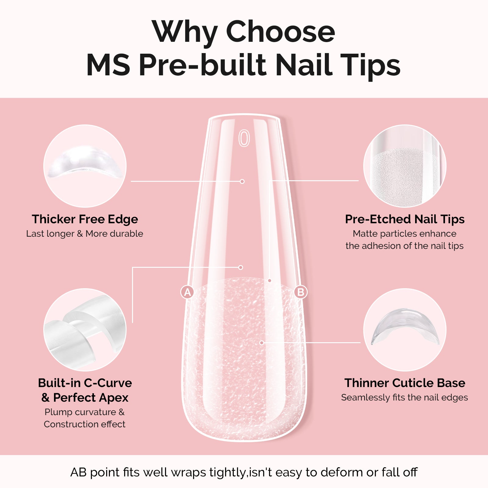 300Pcs Half Matte Clear Acrylic Full Cover Pre-Built Nail Tips & 20g Solid Nail Glue Gel - 图片2