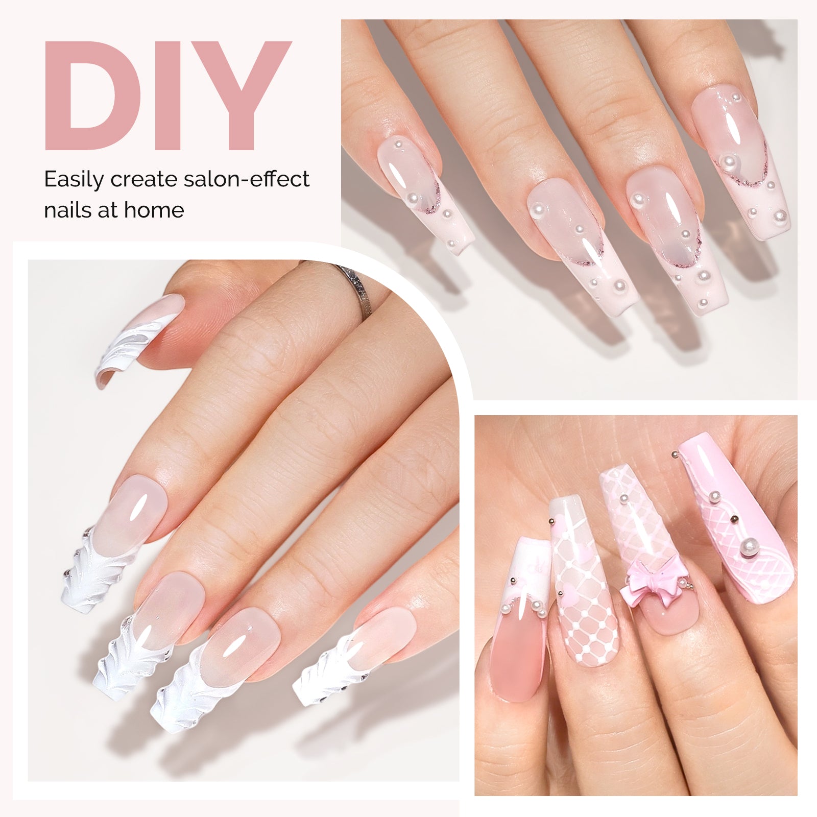 300Pcs Half Matte Clear Acrylic Full Cover Pre-Built Nail Tips & 20g Solid Nail Glue Gel - 图片4