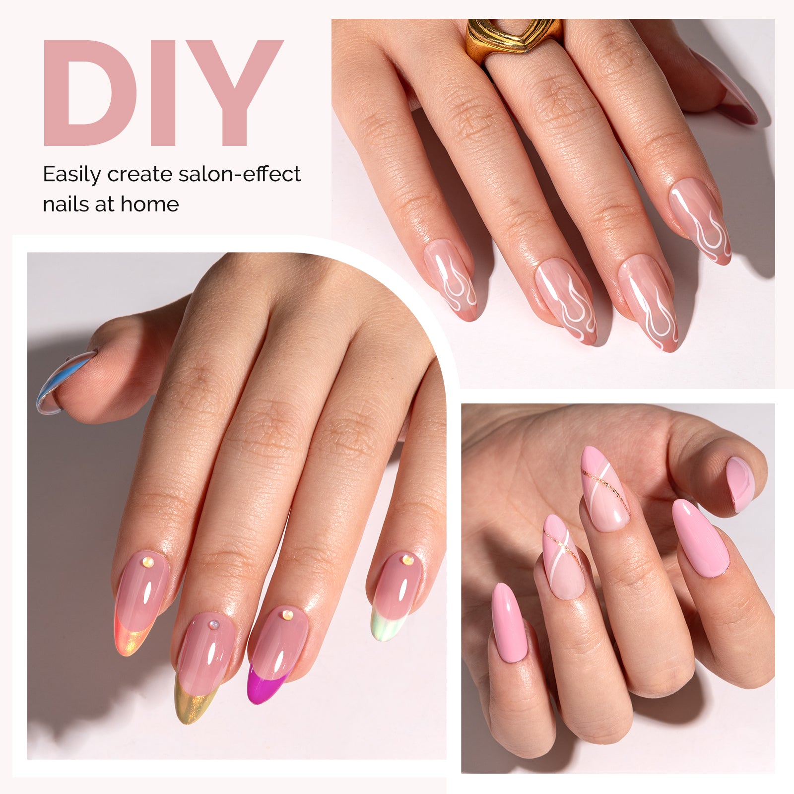 300Pcs Half Matte Clear Acrylic Full Cover Pre-Built Nail Tips & 20g Solid Nail Glue Gel - 图片25