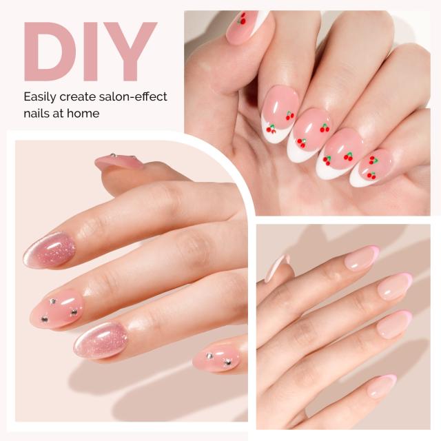 300Pcs Half Matte Clear Acrylic Full Cover Pre-Built Nail Tips & 20g Solid Nail Glue Gel