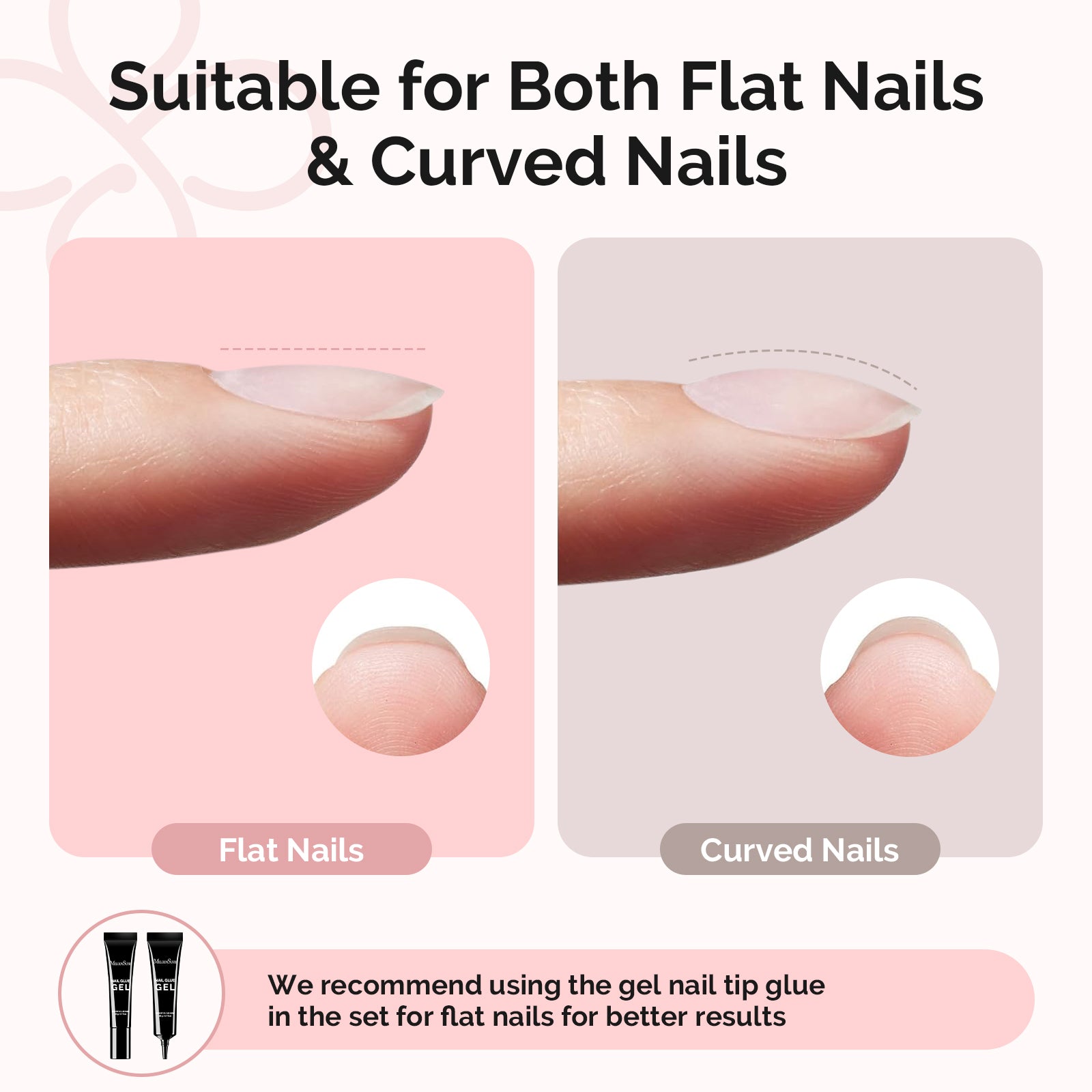 300Pcs Half Matte Clear Acrylic Full Cover Pre-Built Nail Tips & 20g Solid Nail Glue Gel - 图片28